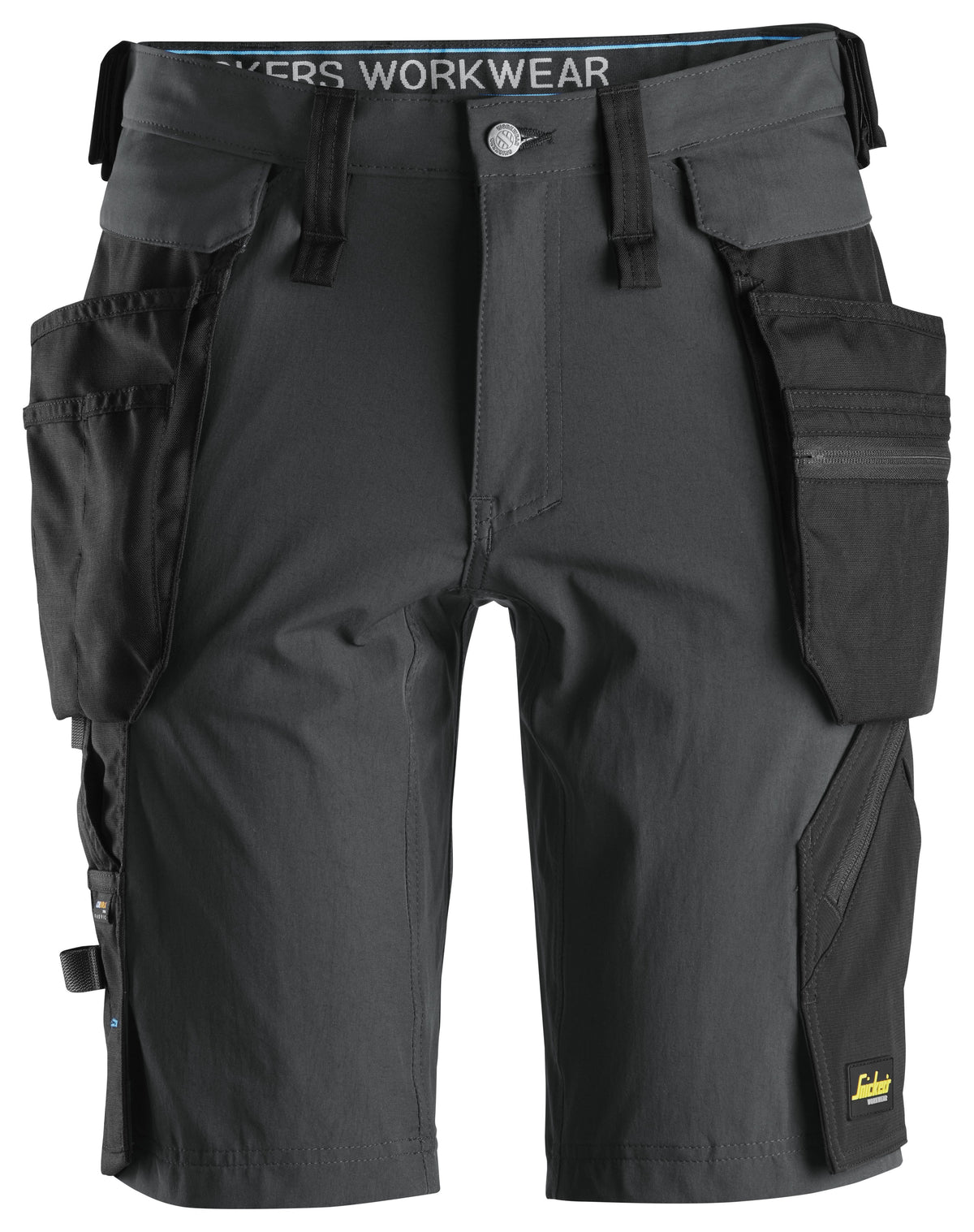 Snickers Workwear LiteWork, Shorts+ Detachable Holster Pockets in Steel Grey/Black