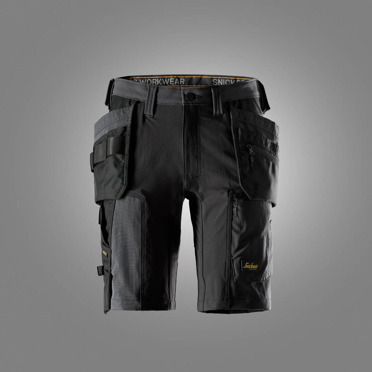 Snickers Workwear AllroundWork, Stretch Shorts Holster Pockets in Steel Grey/Black