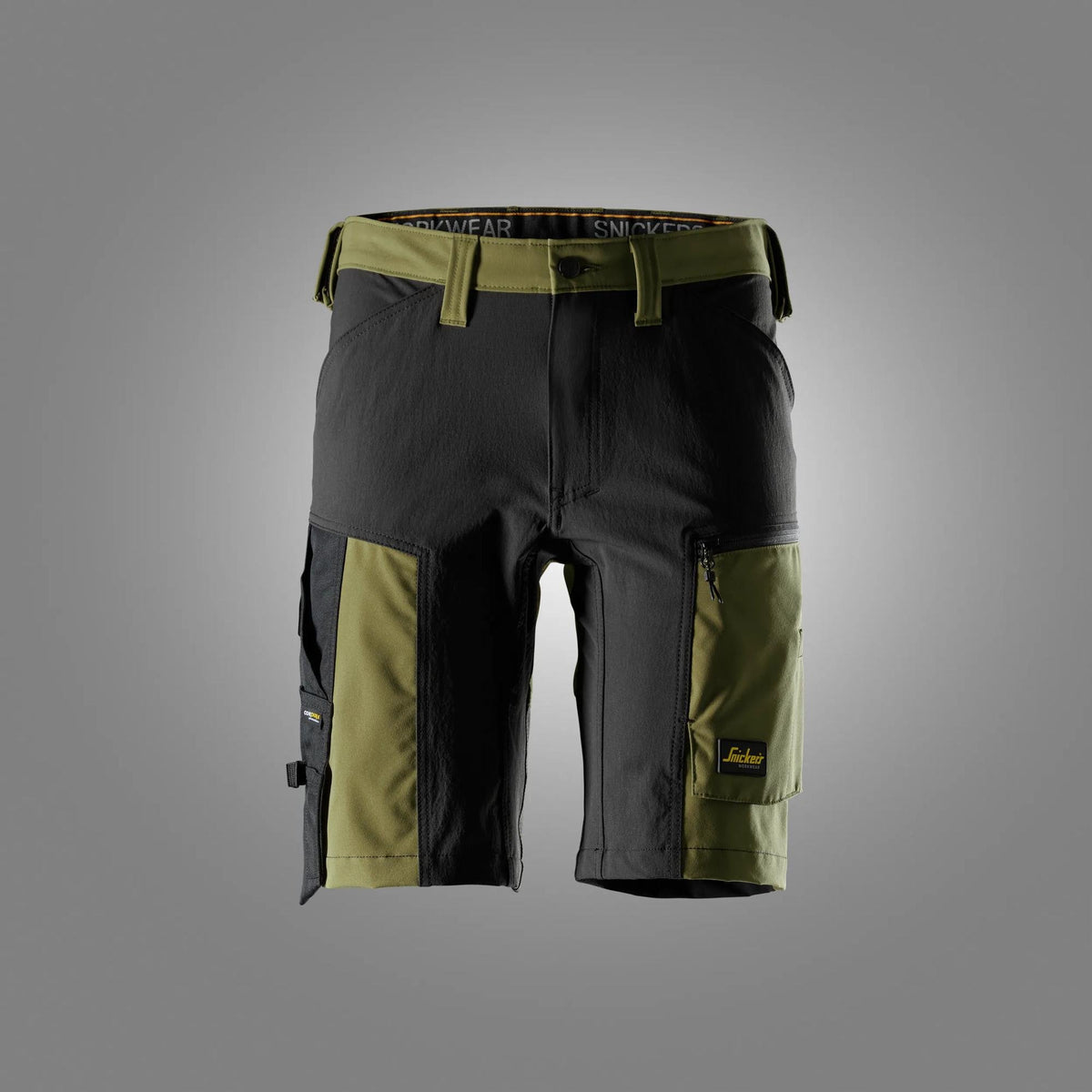 Snickers Workwear AllroundWork, Stretch Shorts in Khaki Green/Black