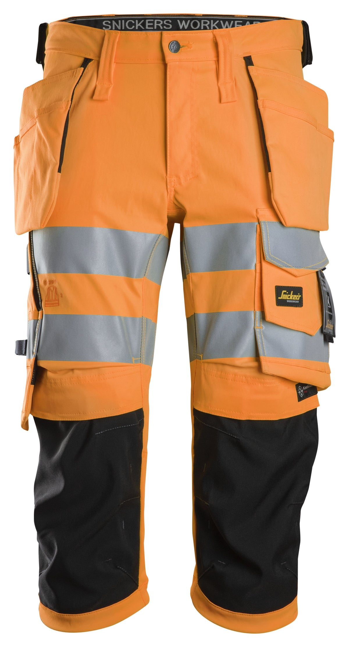Snickers Workwear High-Vis Class 1/2, Stretch Pirates Holster Pockets in Hi-Vis Orange/Black