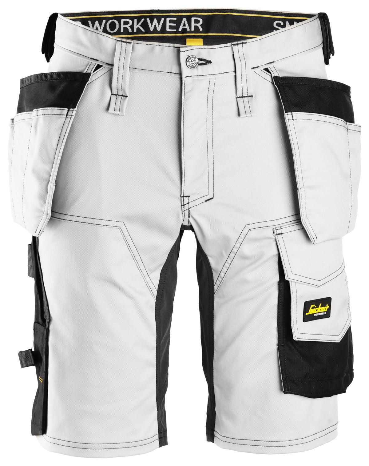 Snickers Workwear AllroundWork, Stretch Shorts Holster Pockets in White/Black