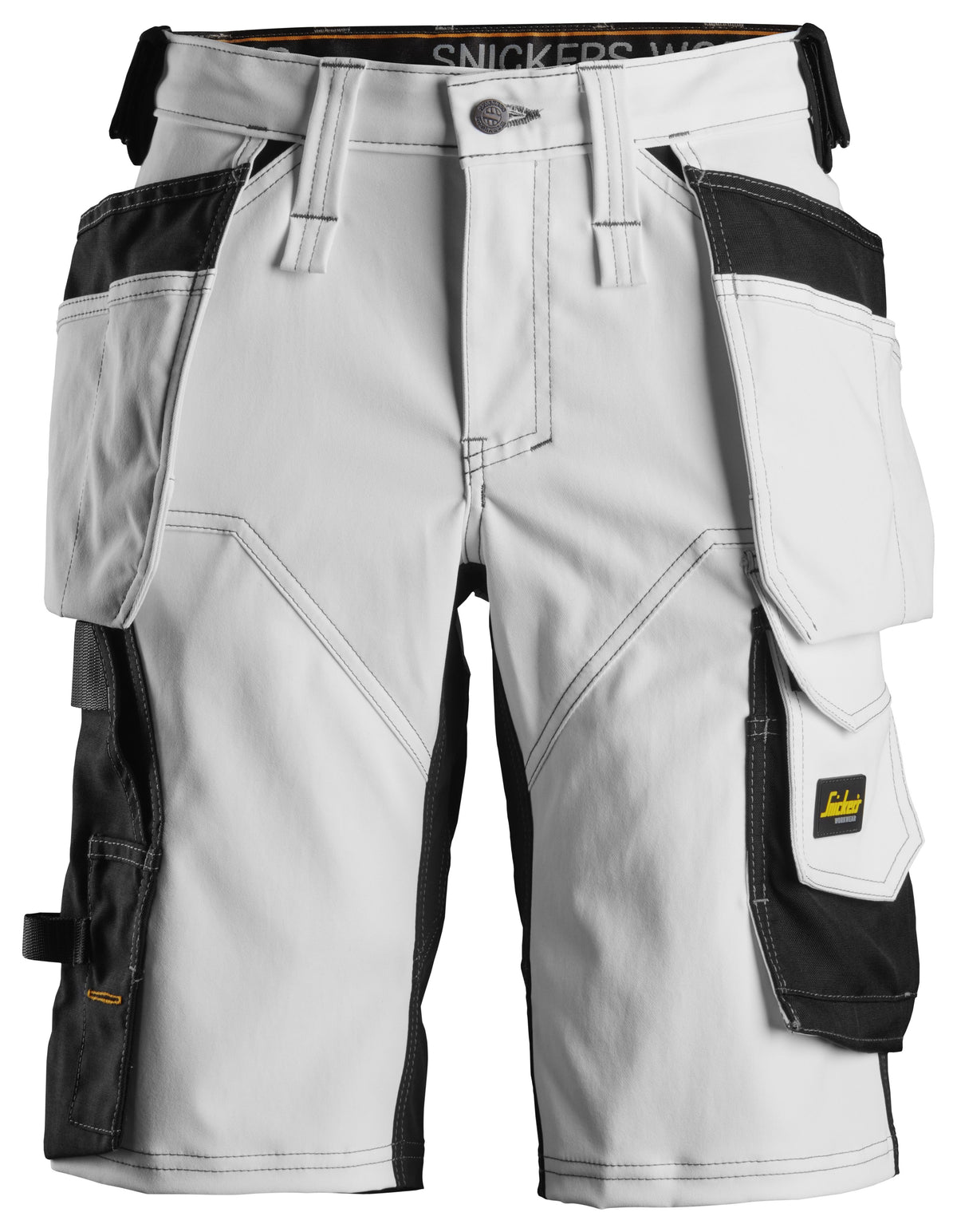 Snickers Workwear AllroundWork, Women's Stretch Shorts Holster Pockets in White/Black