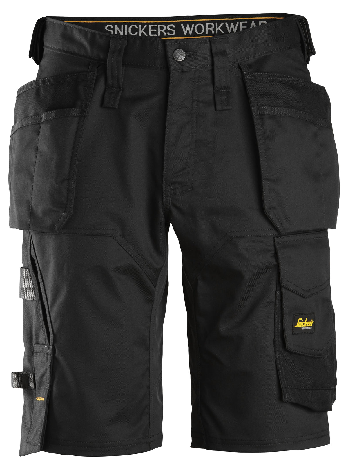 Snickers Workwear AllroundWork, Stretch Loose Fit Work Shorts Holster Pockets in Black/Black