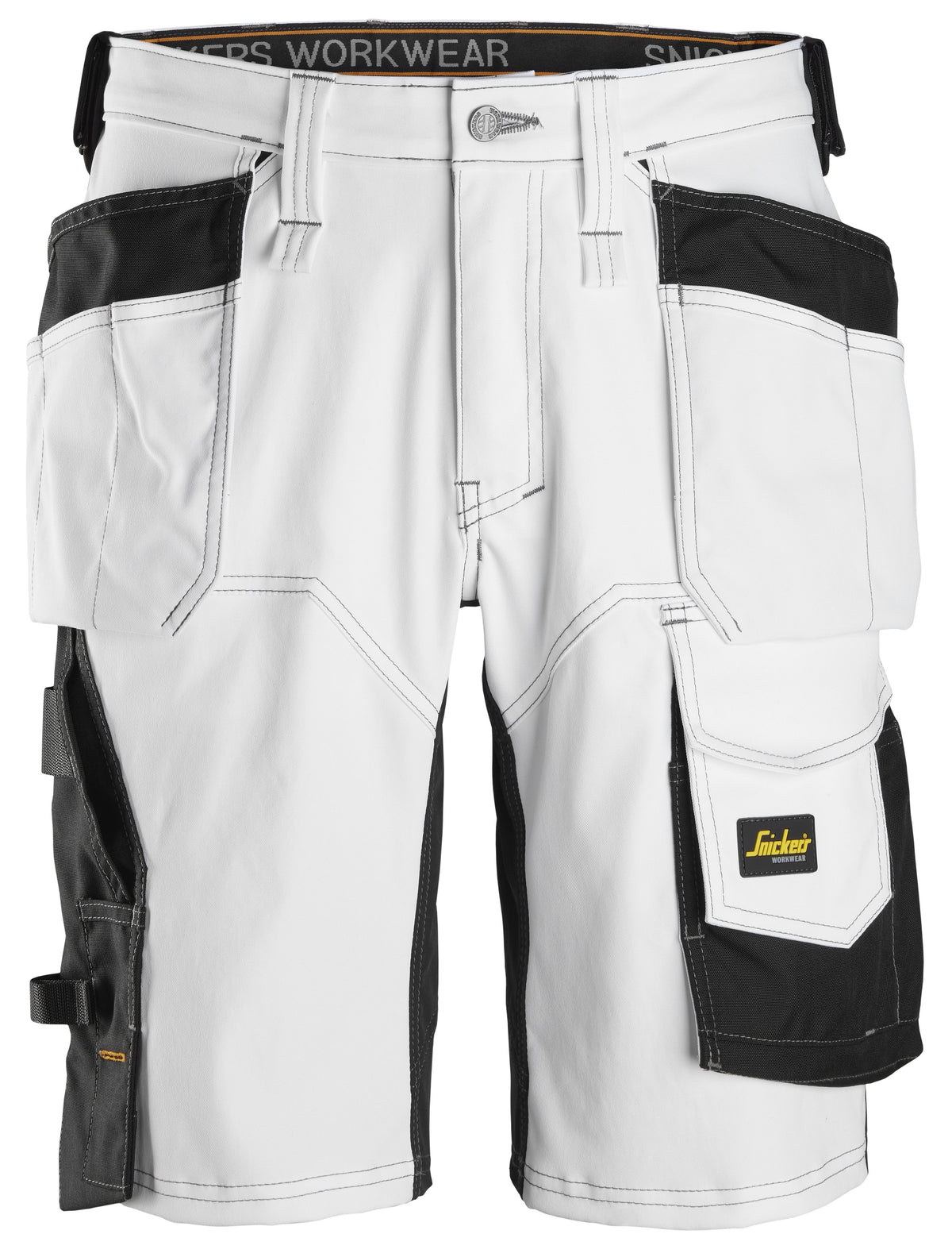 Snickers Workwear AllroundWork, Stretch Loose Fit Work Shorts Holster Pockets in White/Black