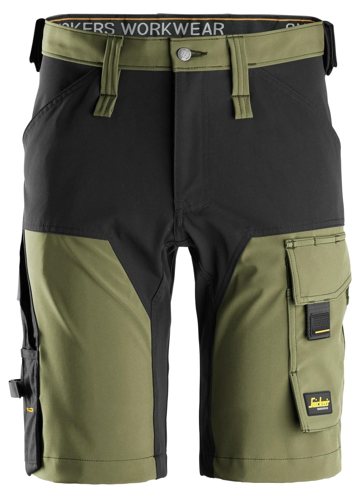 Snickers Workwear AllroundWork, 4-way Stretch Shorts in Khaki Green/Black