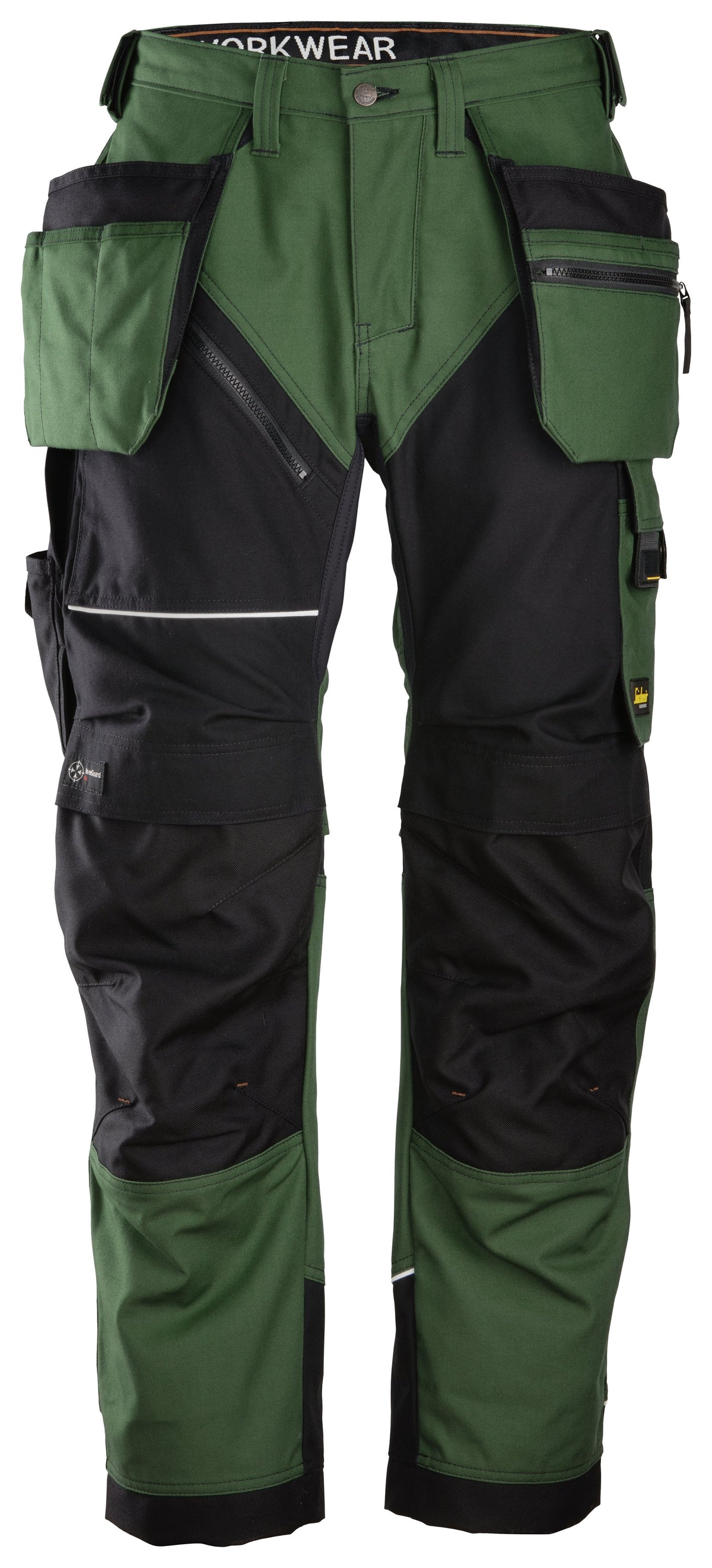 Snickers Workwear RuffWork, Canvas+ Work Trousers+ Holster Pockets in Forest Green/Black
