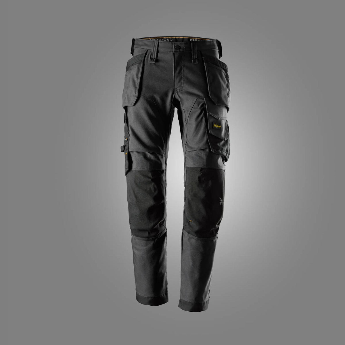 Snickers Workwear AllroundWork, Canvas Stretch Trousers Holster Pockets in Steel Grey/Black