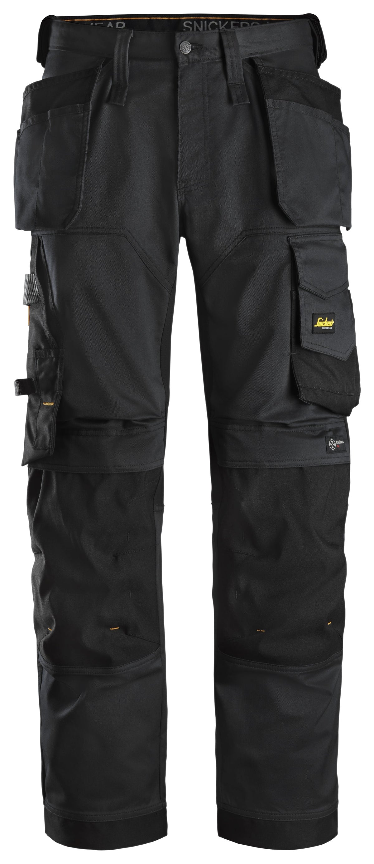 Snickers Workwear AllroundWork, Stretch Loose Fit Work Trousers Holster Pockets in Black/Black