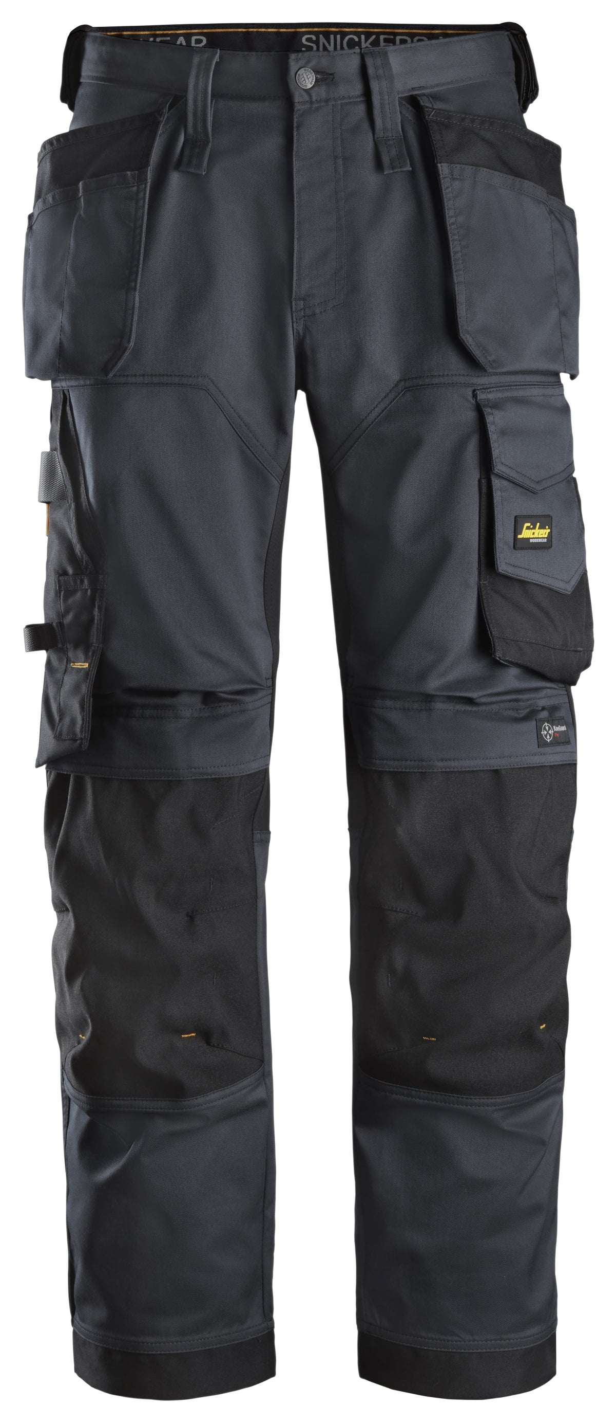 Snickers Workwear AllroundWork, Stretch Loose Fit Work Trousers Holster Pockets in Steel Grey/Black