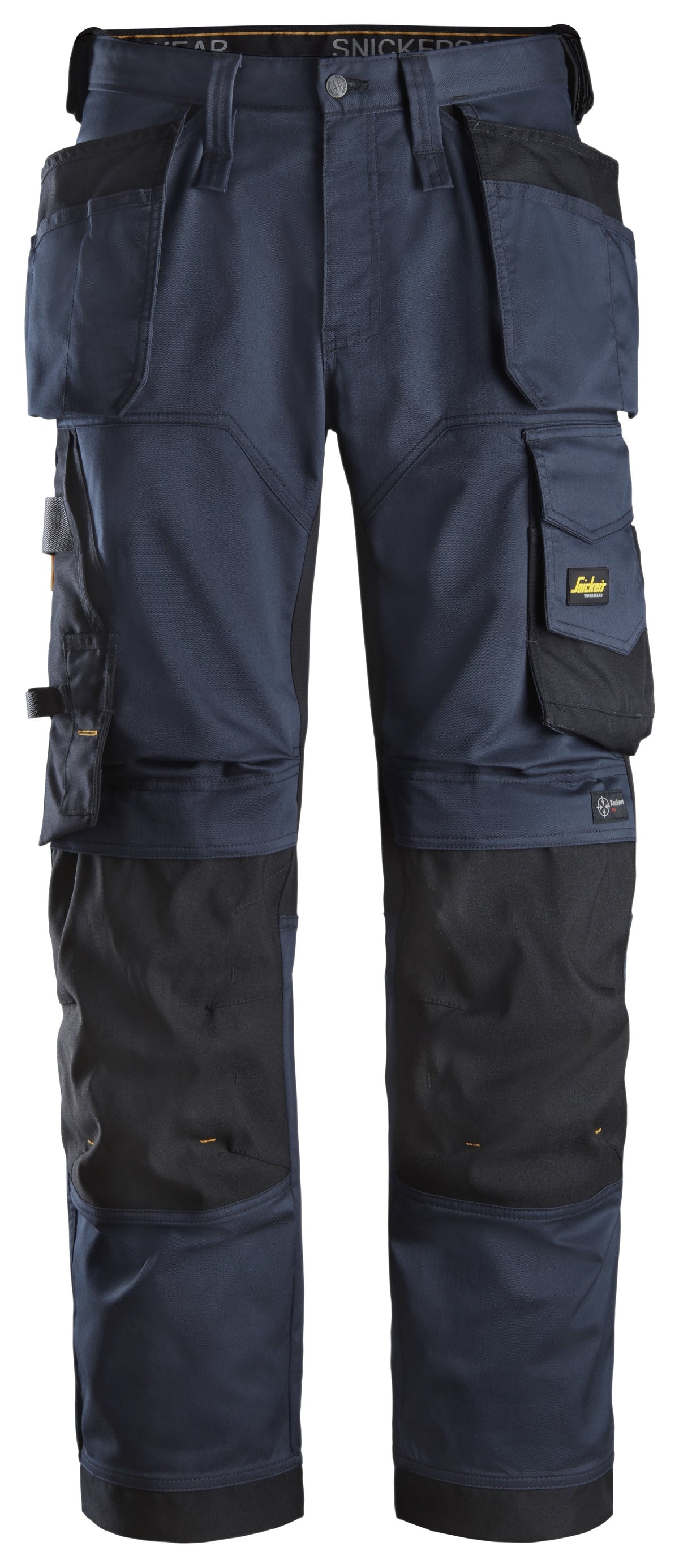 Snickers Workwear AllroundWork, Stretch Loose Fit Work Trousers Holster Pockets in Navy/Black
