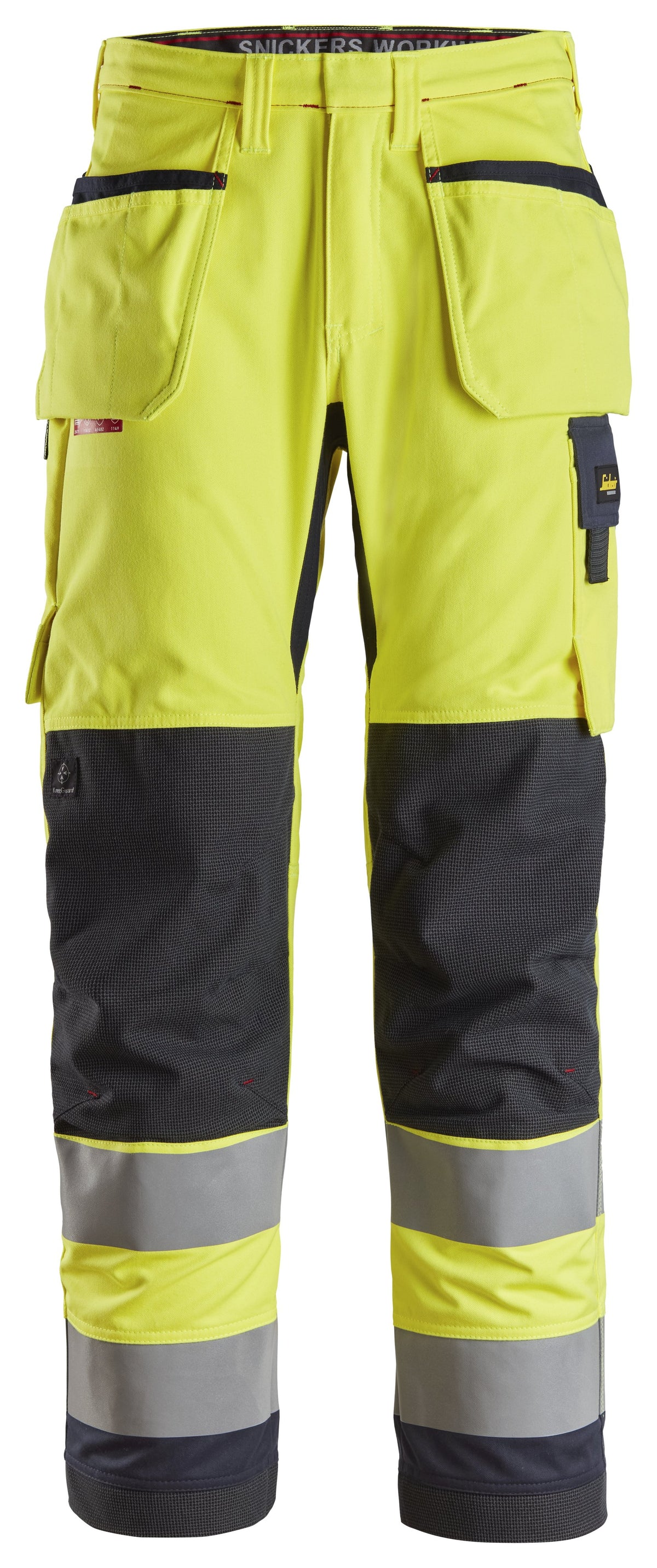 Snickers Workwear ProtecWork, Work Trousers Holster Pockets, High-Vis Class 2 in Hi-Vis Yellow/Navy