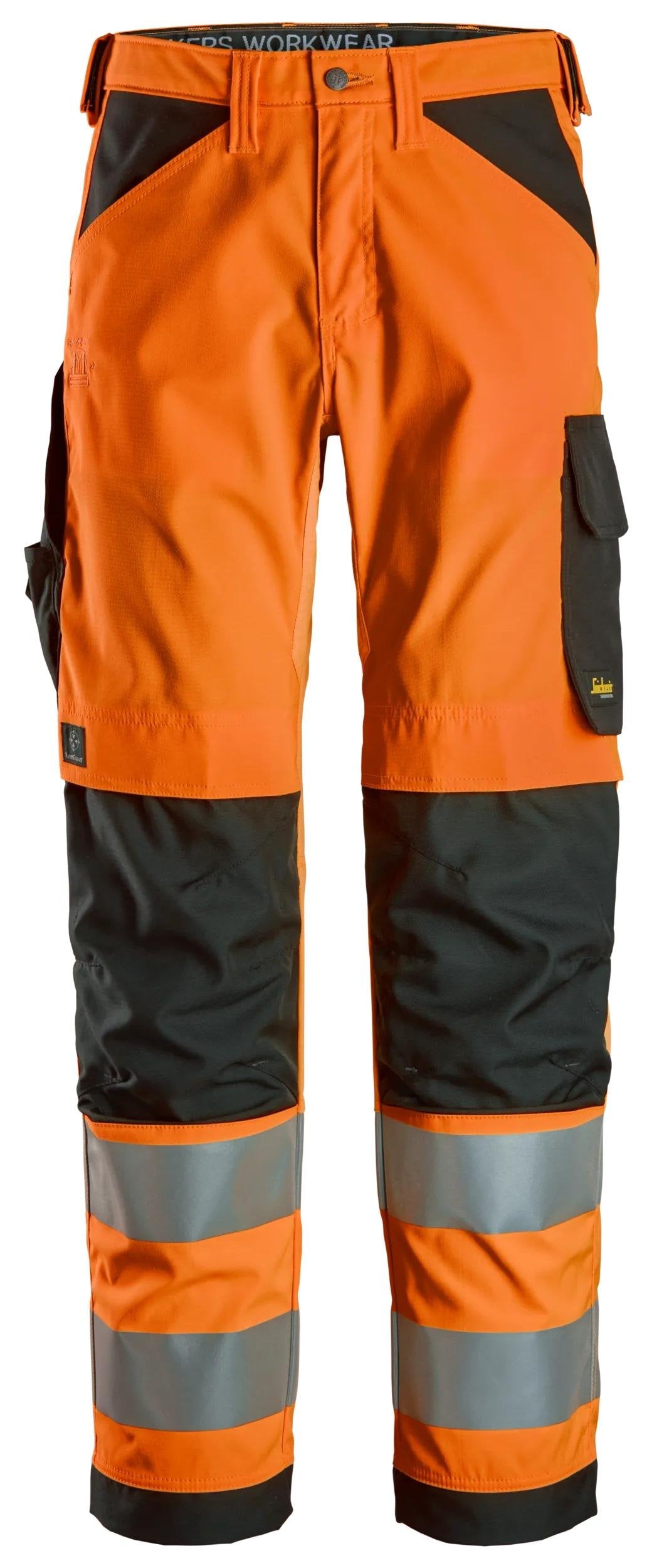 Snickers Workwear High-Vis Class 2, Trousers in Hi-Vis Orange/Black