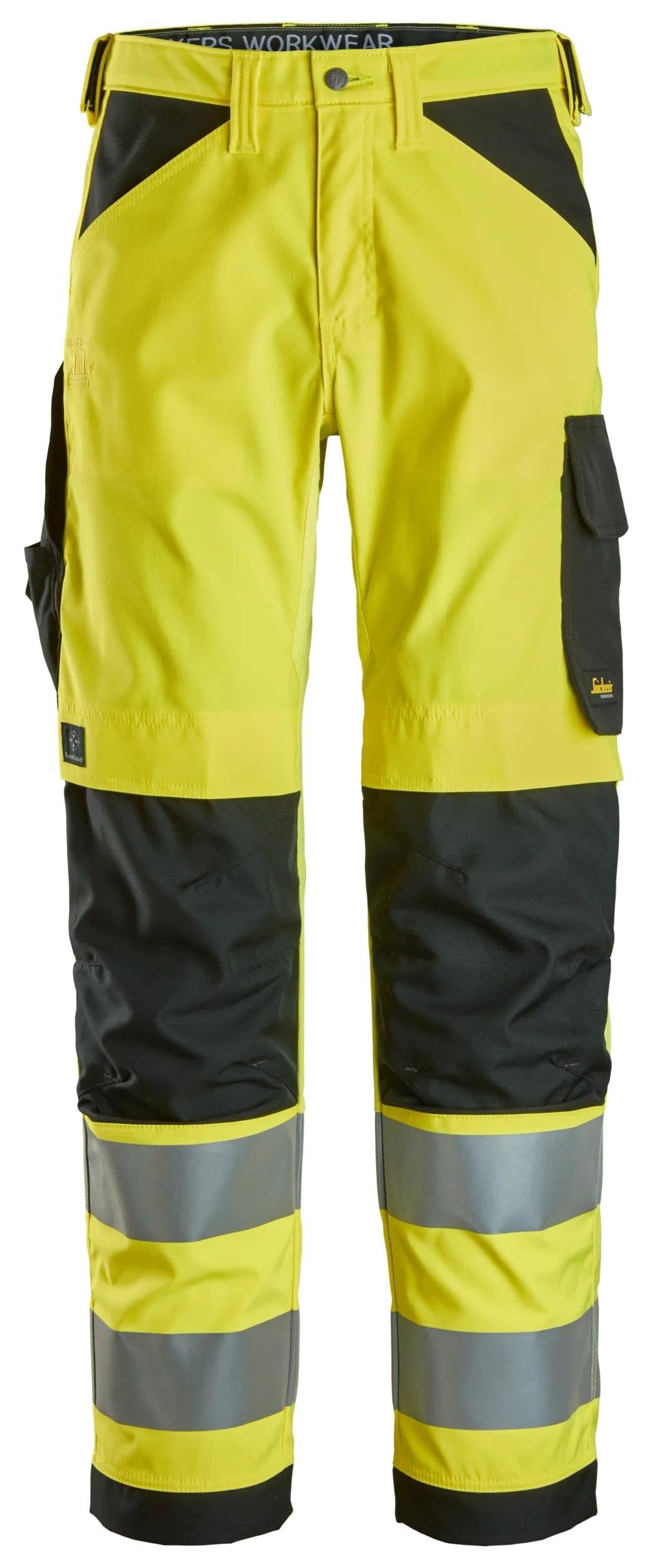 Snickers Workwear High-Vis Class 2, Trousers in Hi-Vis Yellow/Black