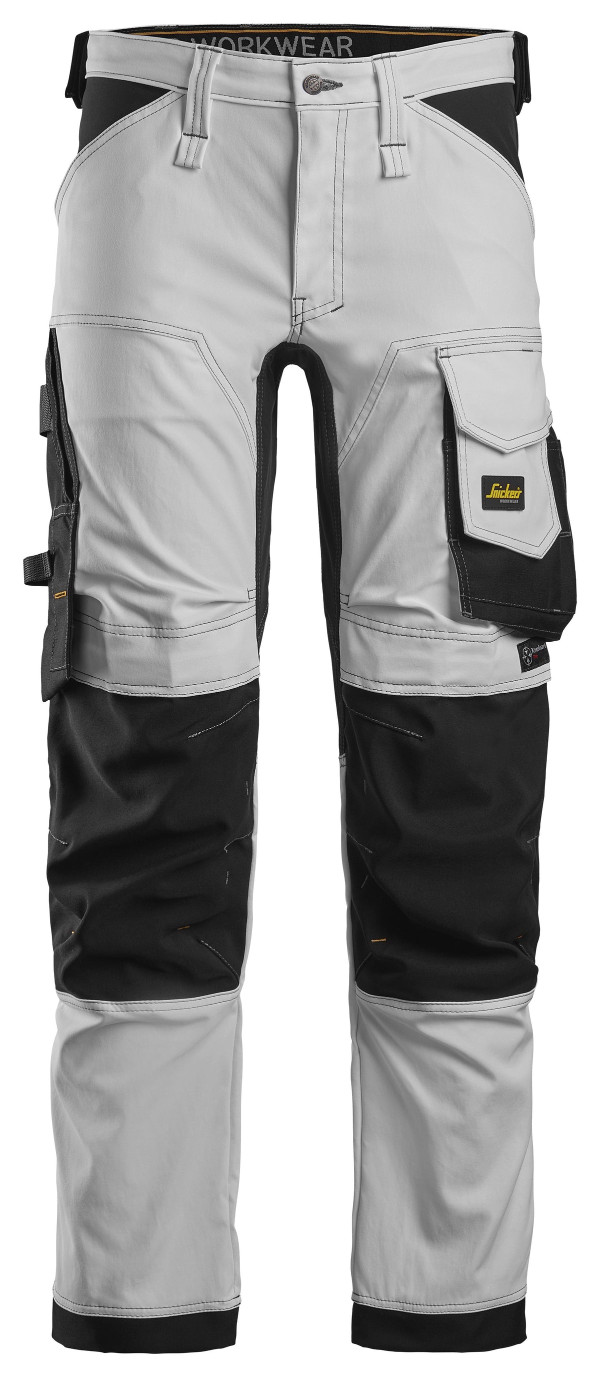Snickers Workwear AllroundWork, Stretch Trousers in White/Black