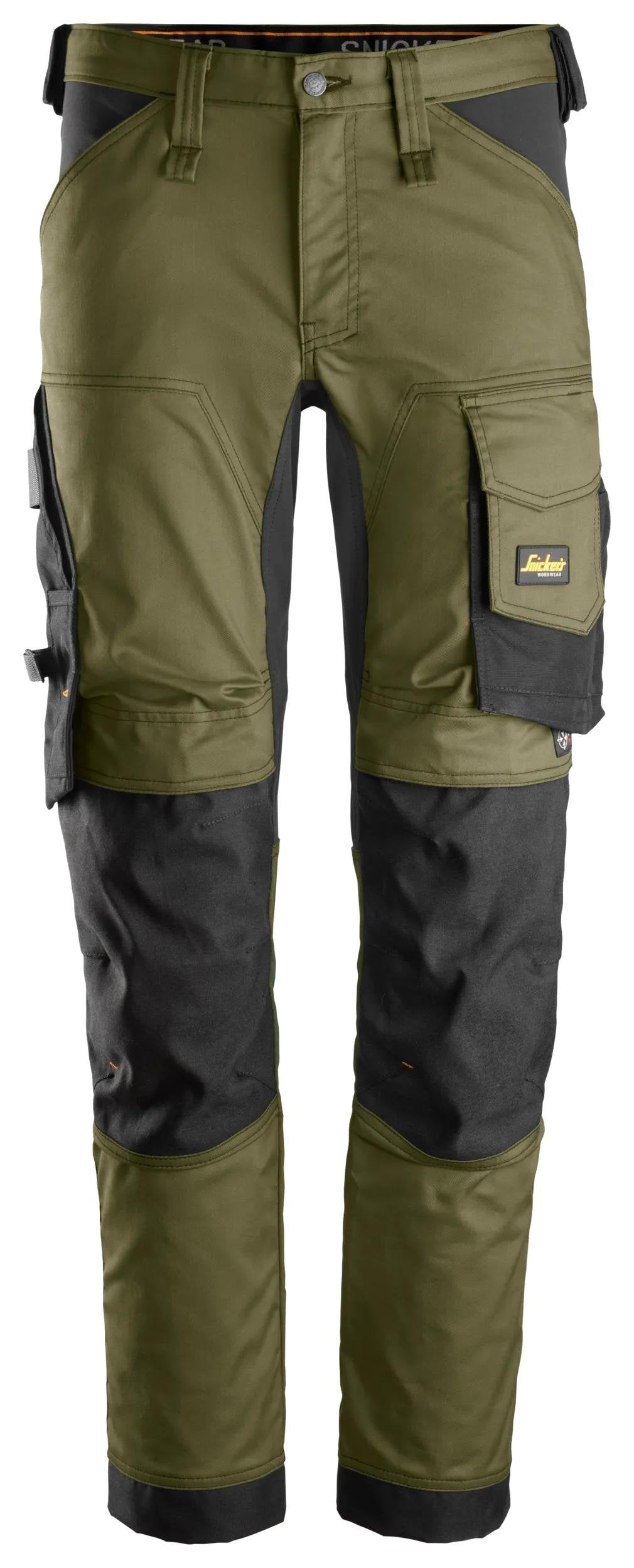 Snickers Workwear AllroundWork, Stretch Trousers in Khaki Green/Black