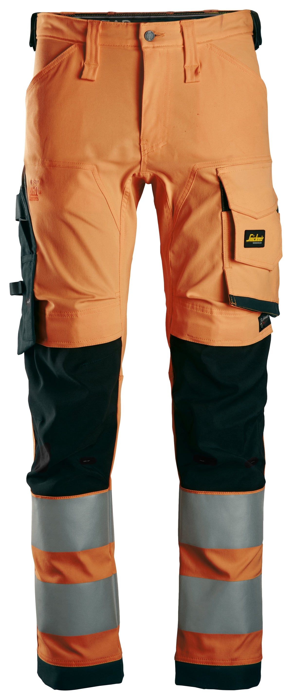 Snickers Workwear High-Vis Class 2, Stretch Trousers in Hi-Vis Orange/Black