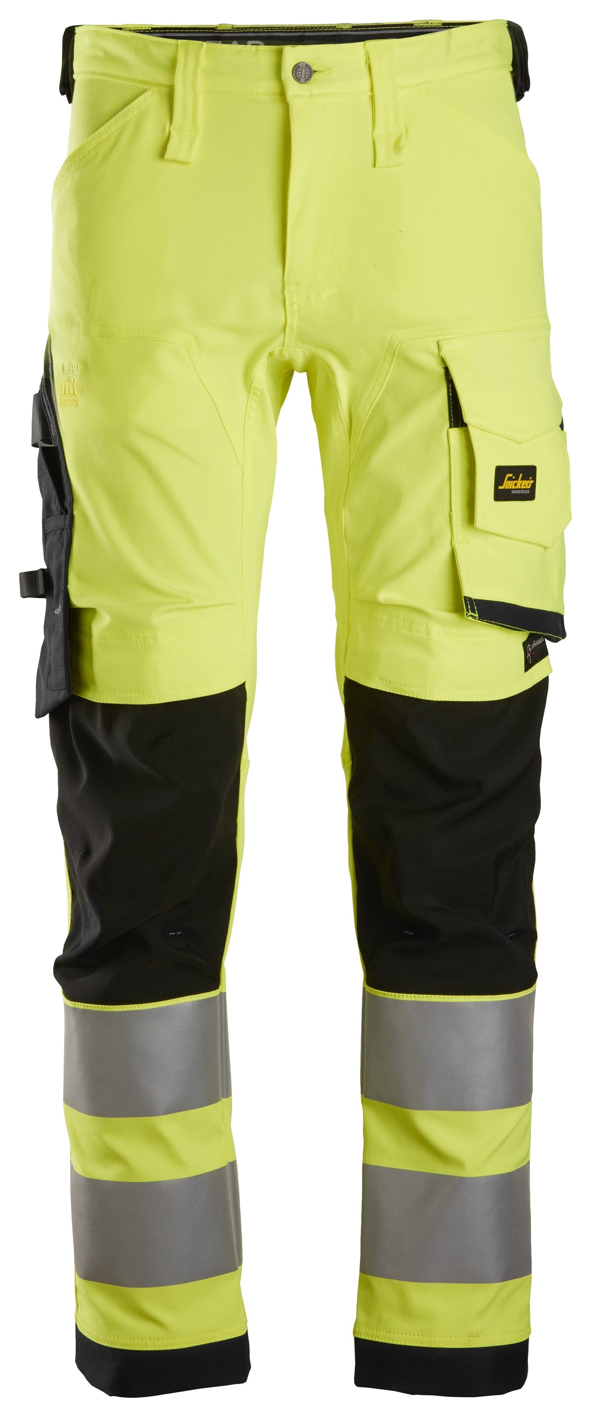 Snickers Workwear High-Vis Class 2, Stretch Trousers in Hi-Vis Yellow/Black