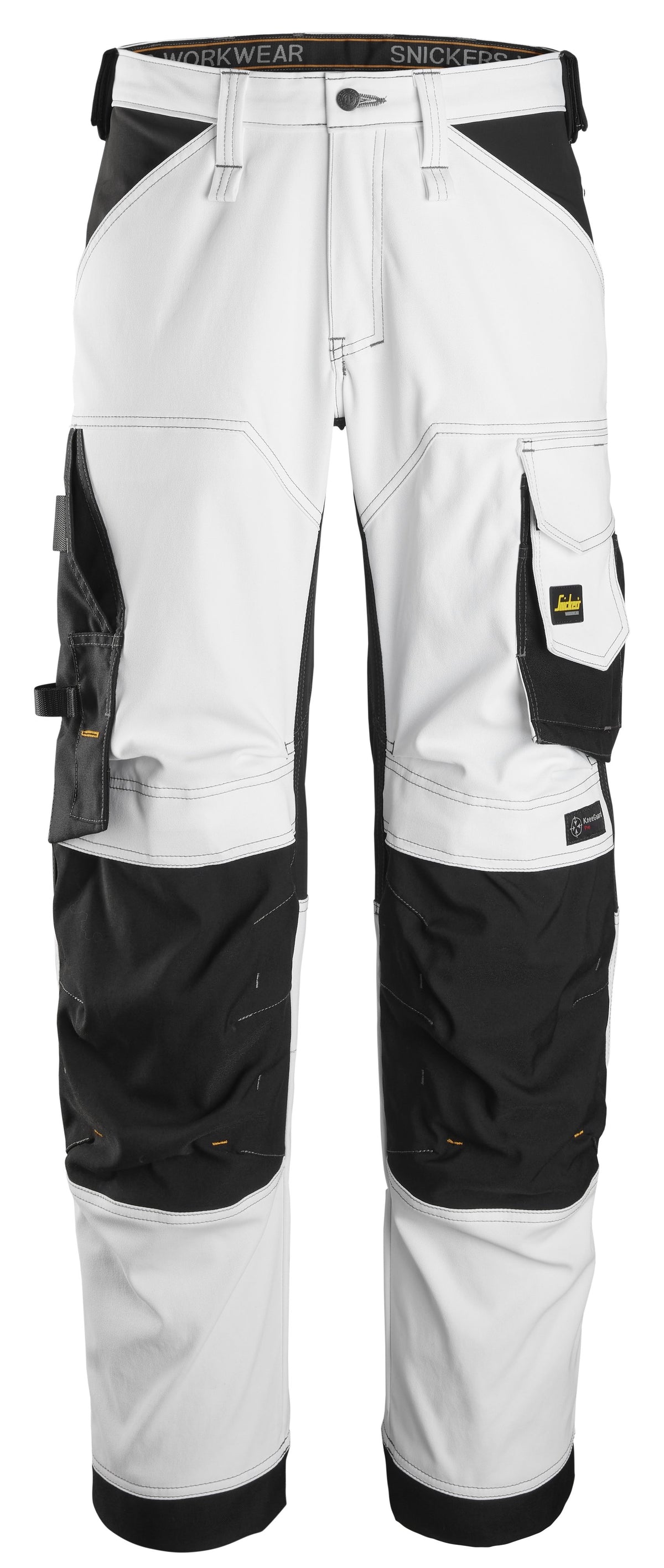 Snickers Workwear AllroundWork, Stretch Loose Fit Work Trousers in White/Black