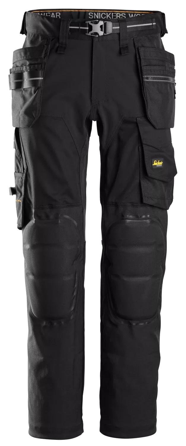 Snickers Workwear AllroundWork, Stretch Trousers Capsulized™ Kneepads Holster Pockets in Black/Black
