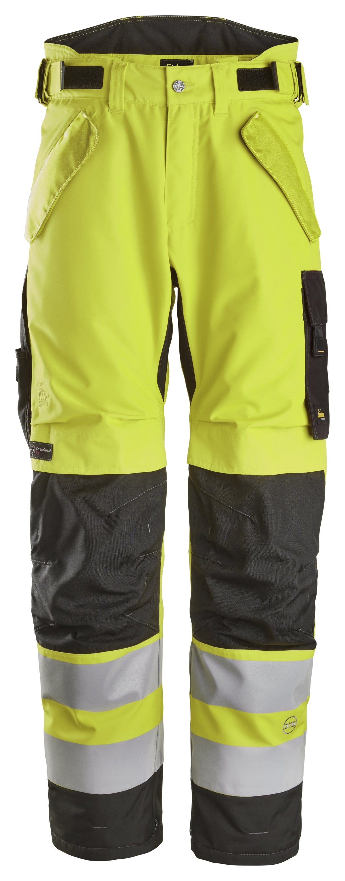 Snickers Workwear High-Vis Class 2, Waterproof 37.5® 2-Layer Light Padded Trousers in Hi-Vis Yellow/Black