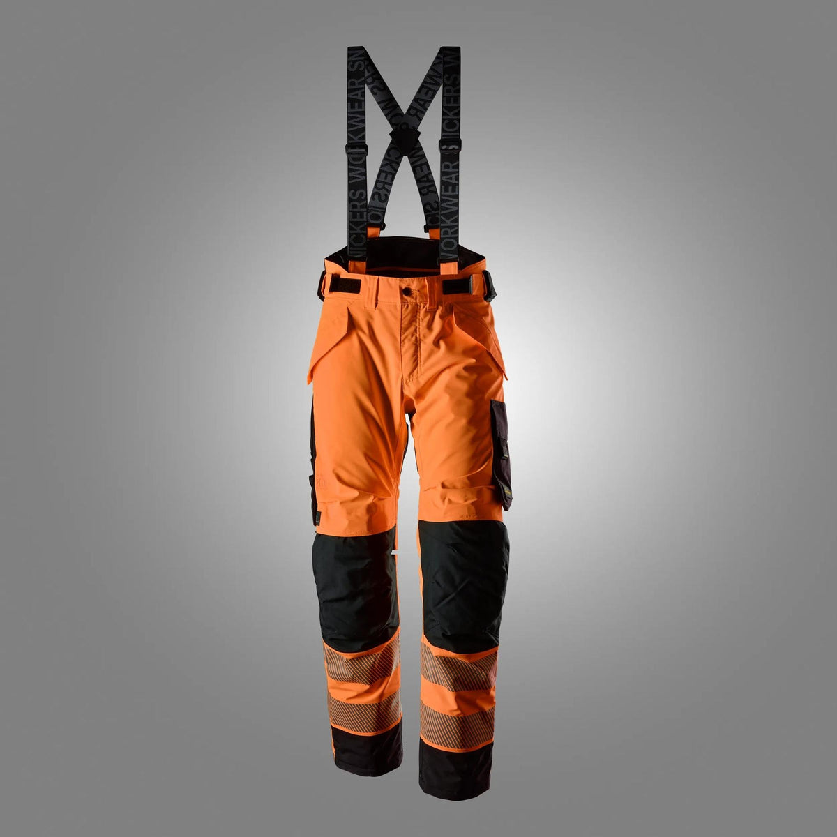Snickers Workwear High-Vis Class 2 Insulated Stretch Trousers in Hi-Vis Orange/Black