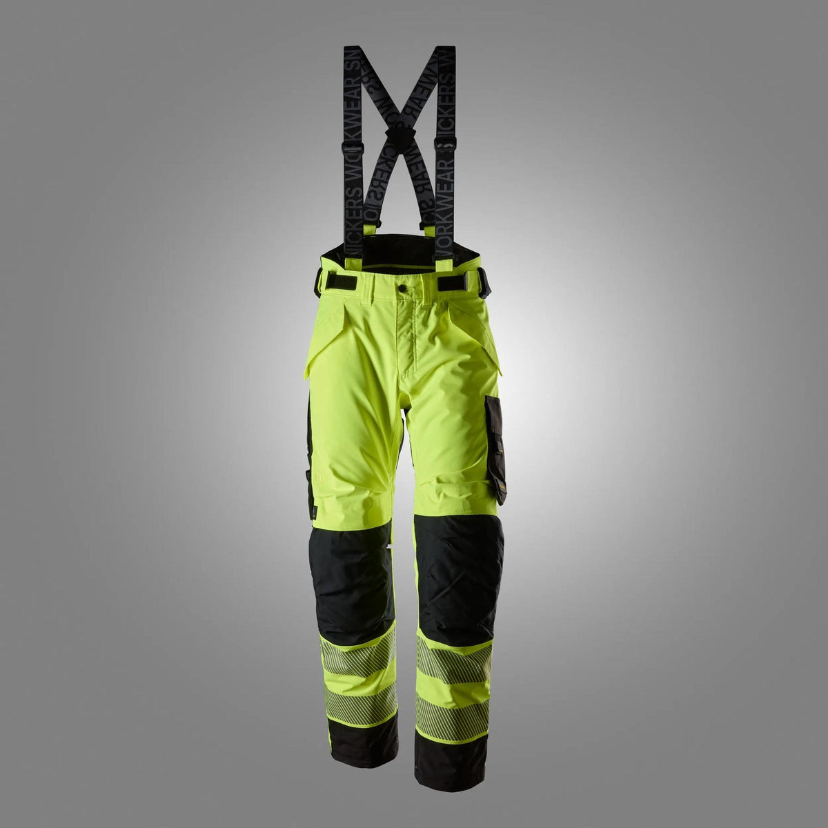 Snickers Workwear High-Vis Class 2 Insulated Stretch Trousers in Hi-Vis Yellow/Black