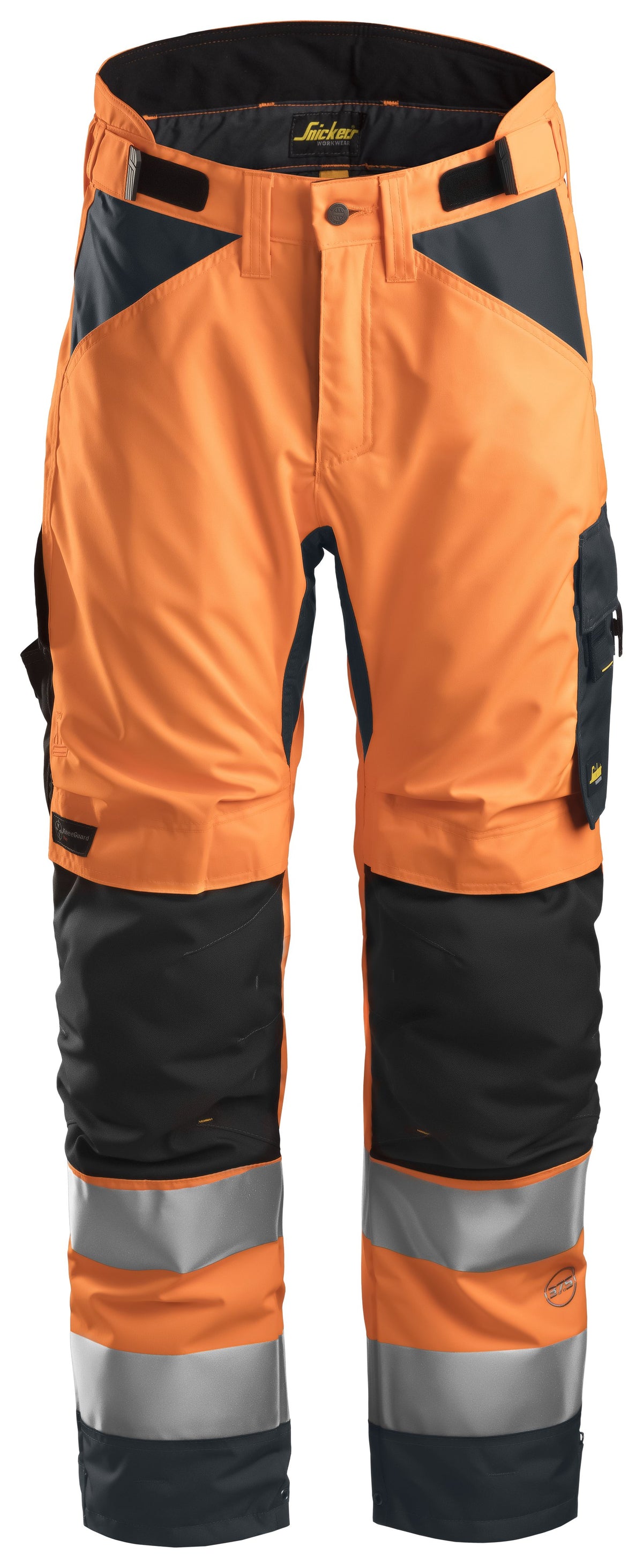 Snickers Workwear High-Vis Class 2, 37.5® Insulated Trousers+ in Hi-Vis Orange/Steel Grey
