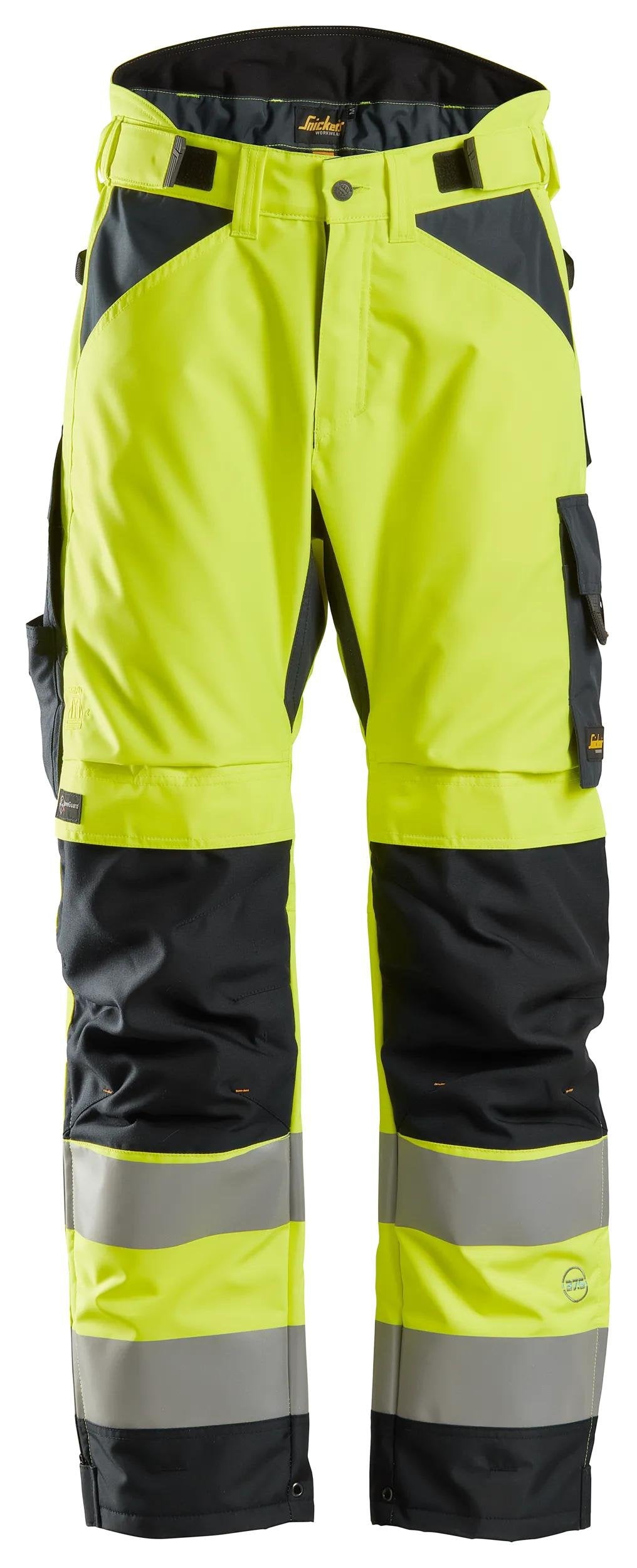 Snickers Workwear High-Vis Class 2, 37.5® Insulated Trousers+ in Hi-Vis Yellow/Black