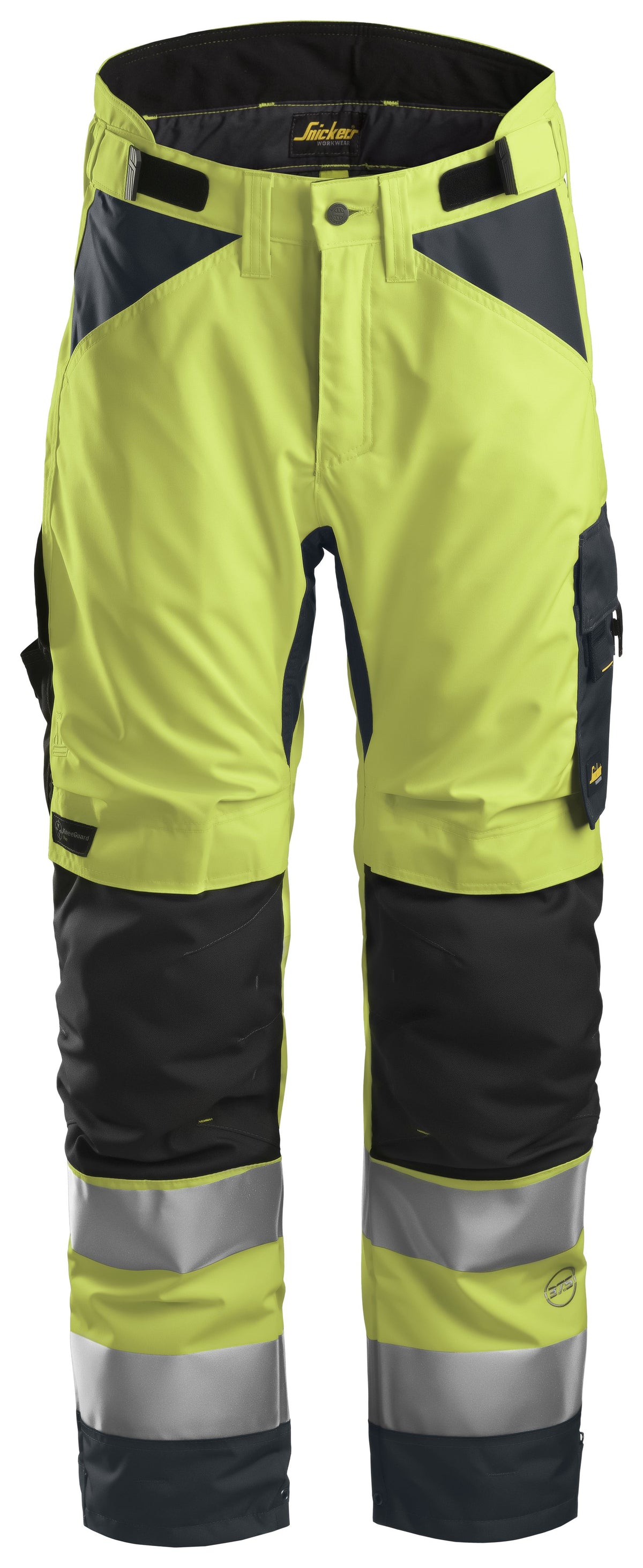 Snickers Workwear High-Vis Class 2, 37.5® Insulated Trousers+ in Hi-Vis Yellow/Steel Grey