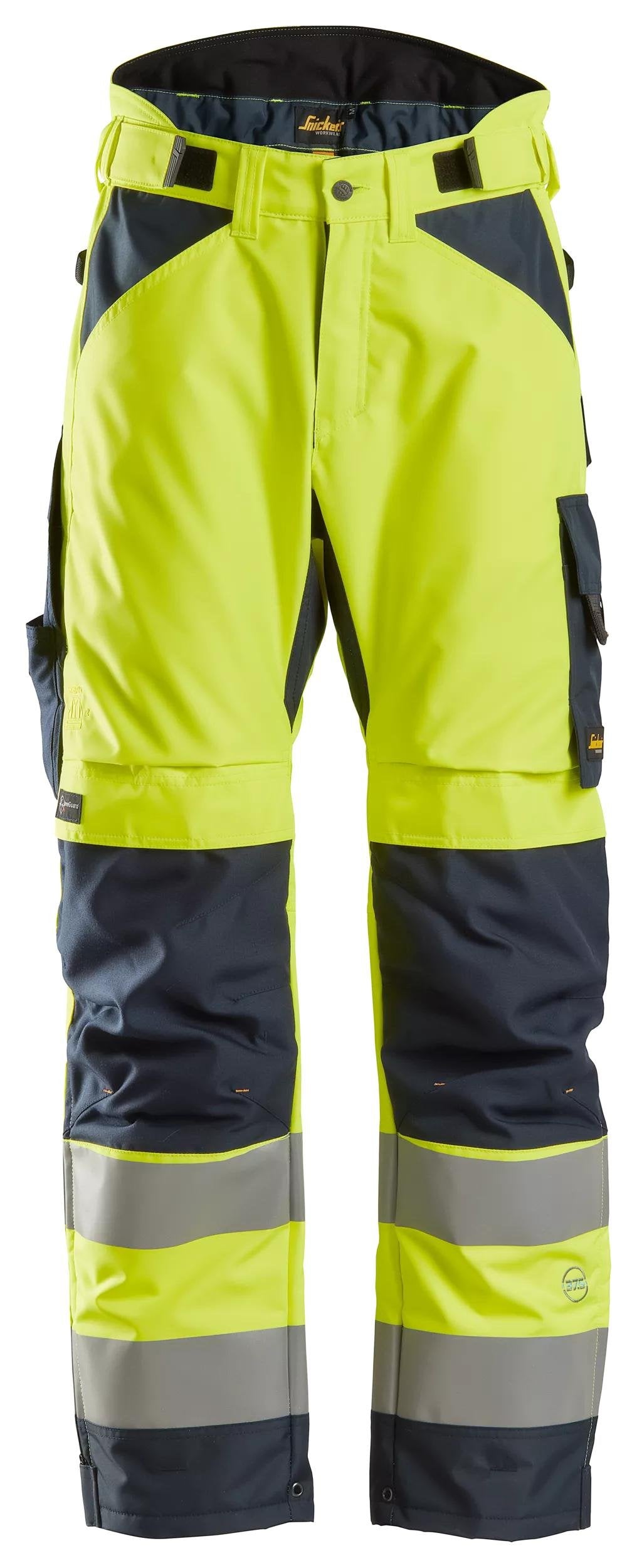 Snickers Workwear High-Vis Class 2, 37.5® Insulated Trousers+ in Hi-Vis Yellow/Navy
