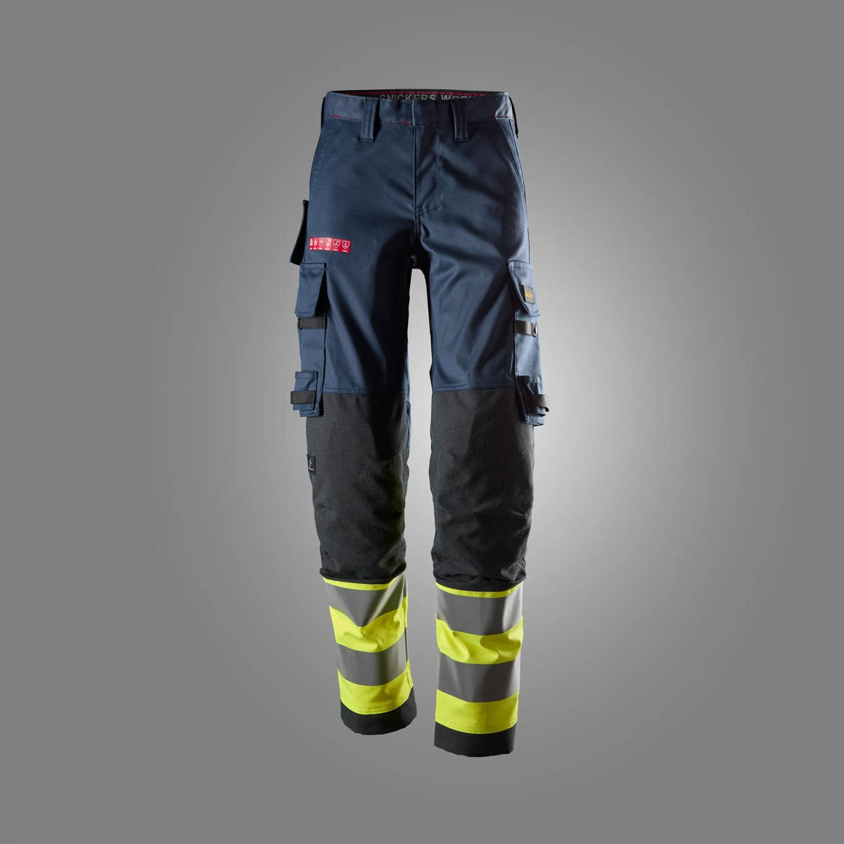 Snickers Workwear ProtecWork, Women’s Stretch Trousers, High-Vis Class 1 in Navy/Hi-Vis Yellow