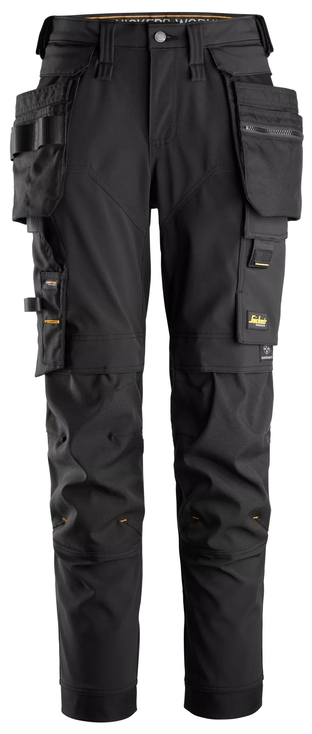 Snickers Workwear AllroundWork, Women's 4-way Stretch Trousers Detachable Holster Pockets in Black/Black
