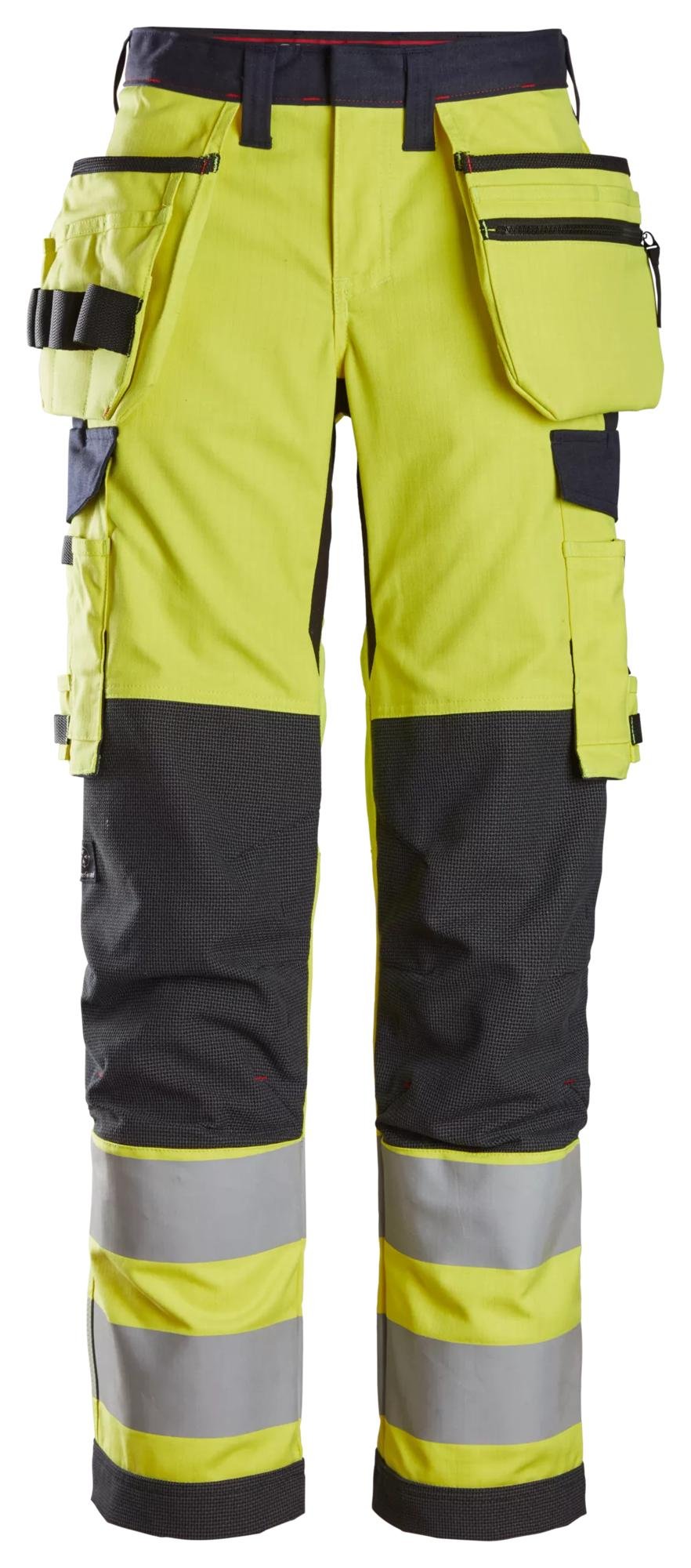 Snickers Workwear ProtecWork, Women's Trousers Holster Pockets, High-Vis Class 2 in Hi-Vis Yellow/Navy