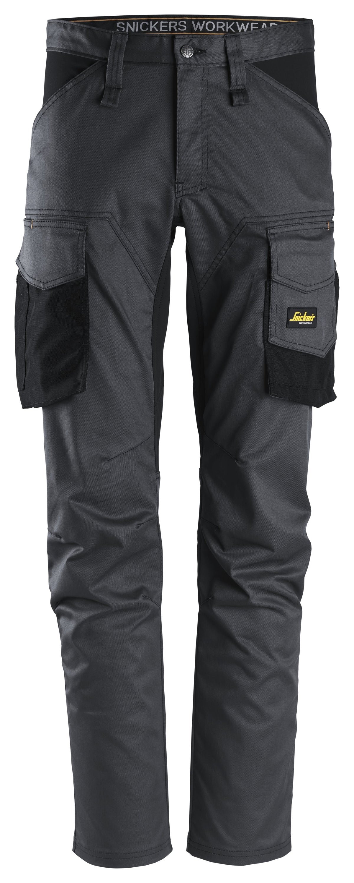 Snickers Workwear AllroundWork, Stretch Trousers without Knee Pockets in Steel Grey/Black