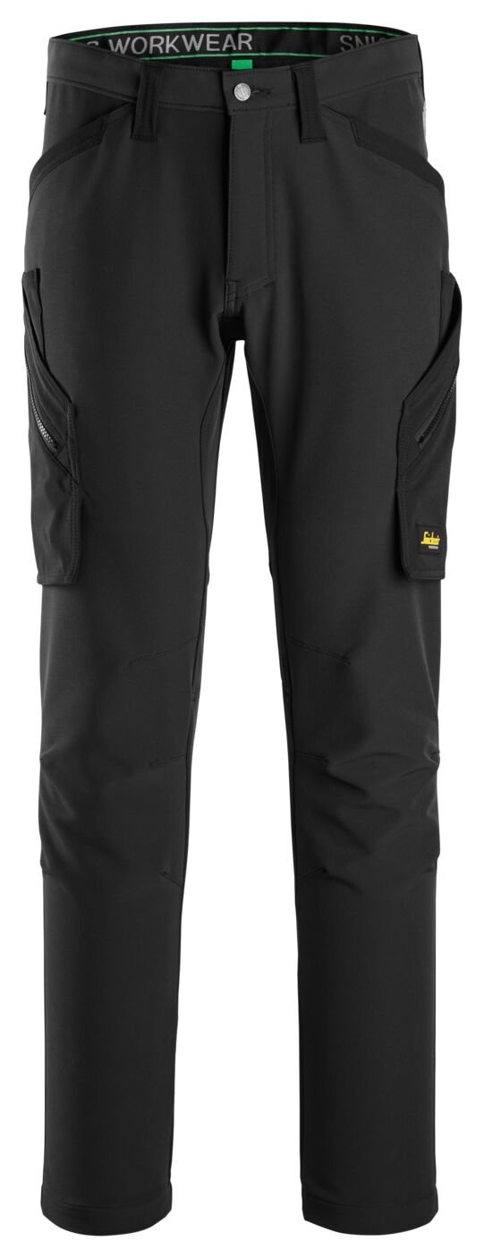 Snickers Workwear FlexiWork, Full-Stretch Trousers without Knee Pockets in Black/Black