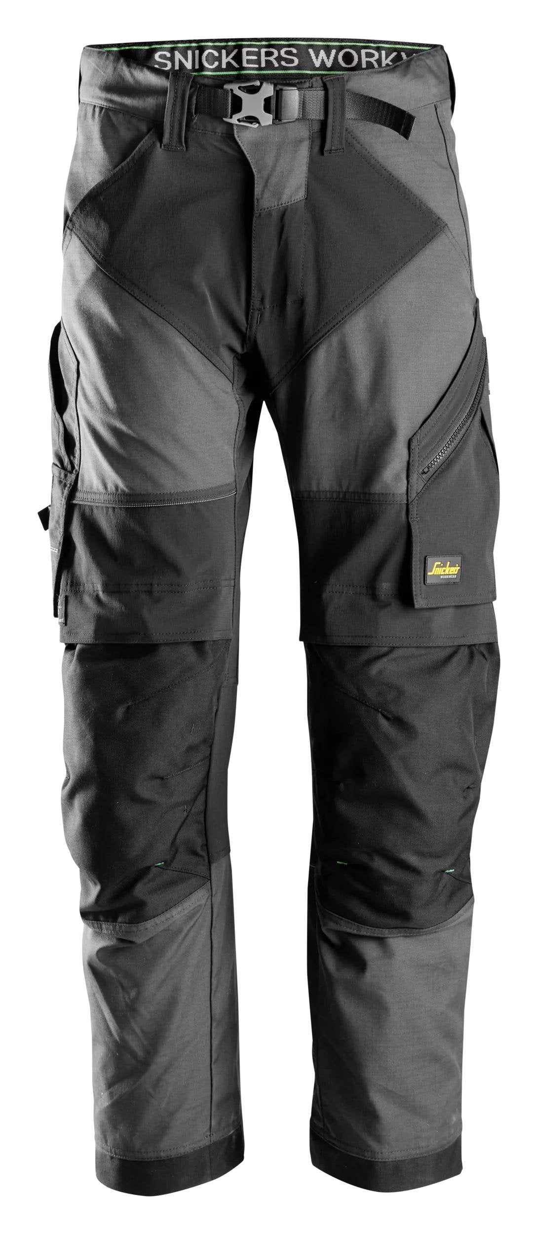 Snickers Workwear FlexiWork, Work Trousers+ in Steel Grey/Black