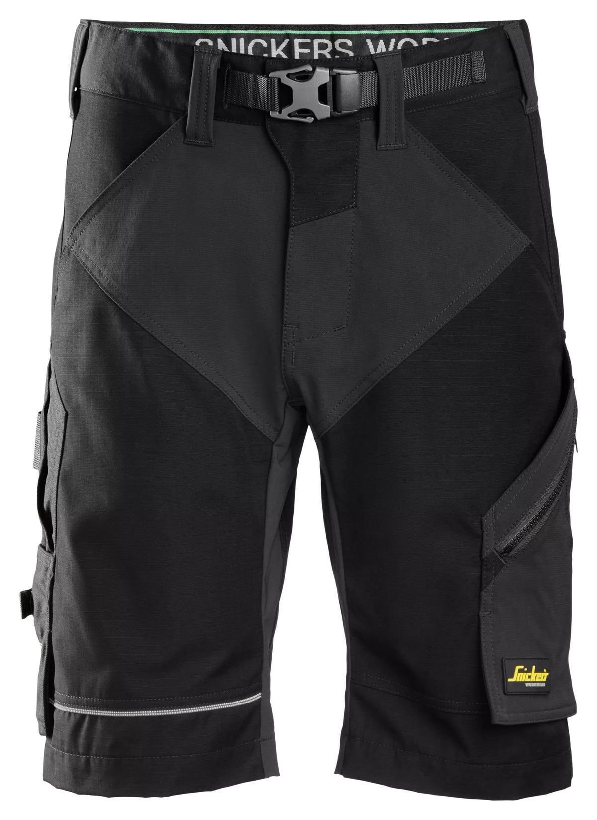 Snickers Workwear FlexiWork, Work Shorts+ in Black/Black