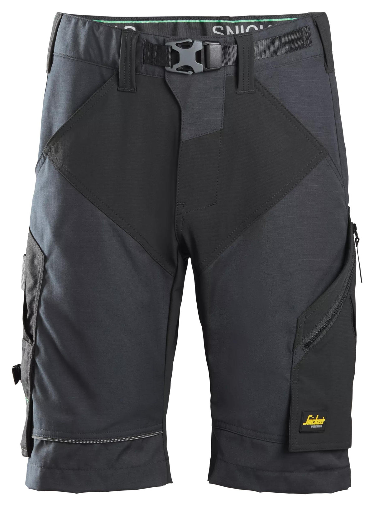 Snickers Workwear FlexiWork, Work Shorts+ in Steel Grey/Black