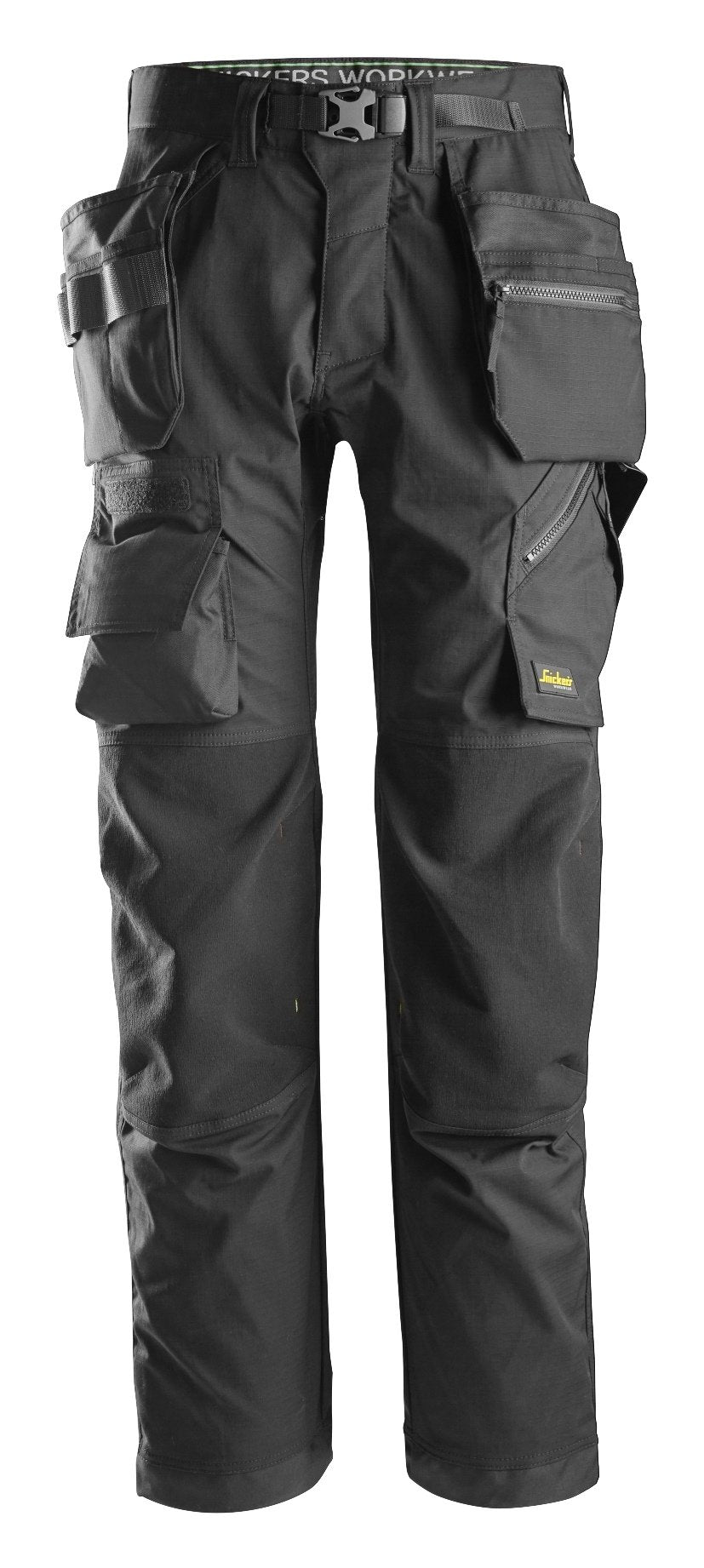 Snickers Workwear FlexiWork, Floorlayer Trousers+ Holster Pockets in Black/Black