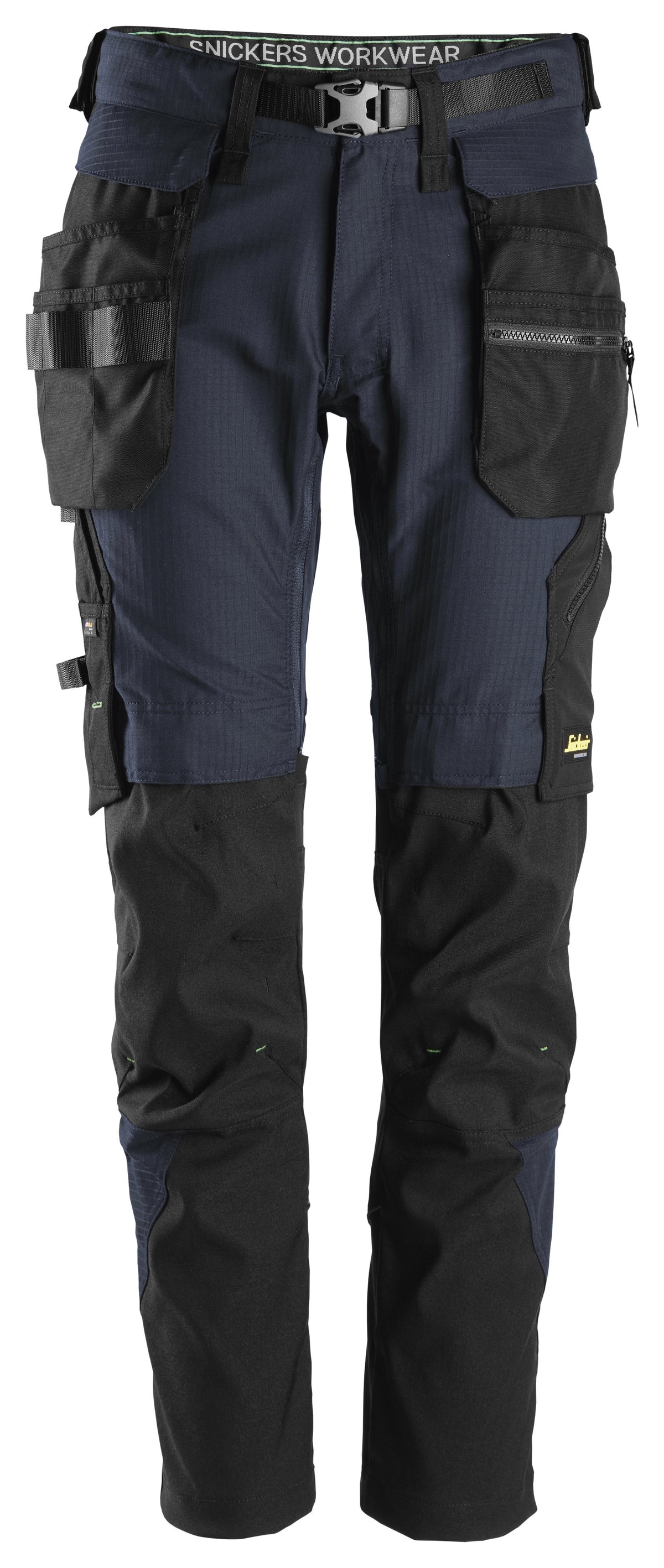 Snickers Workwear FlexiWork, Work Trousers+ Detachable Holster Pockets in Navy/Black
