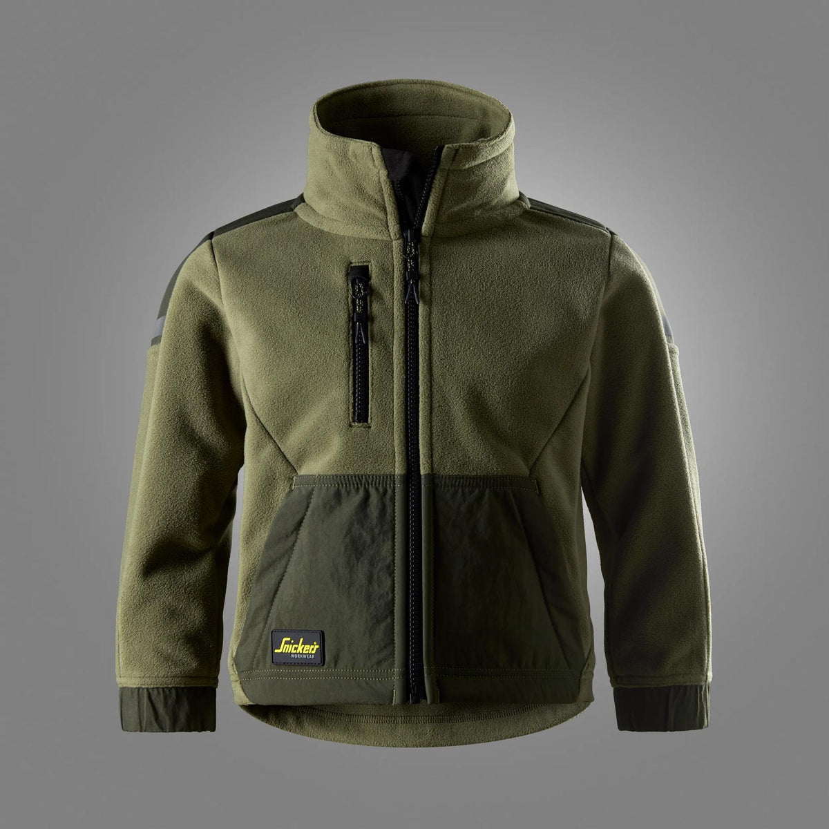 Snickers Workwear Junior Windblocker Fleece Jacket in Khaki Green/Dark Khaki Green
