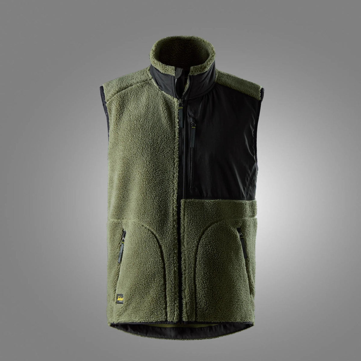 Snickers Workwear Pile Vest in Khaki Green/Black
