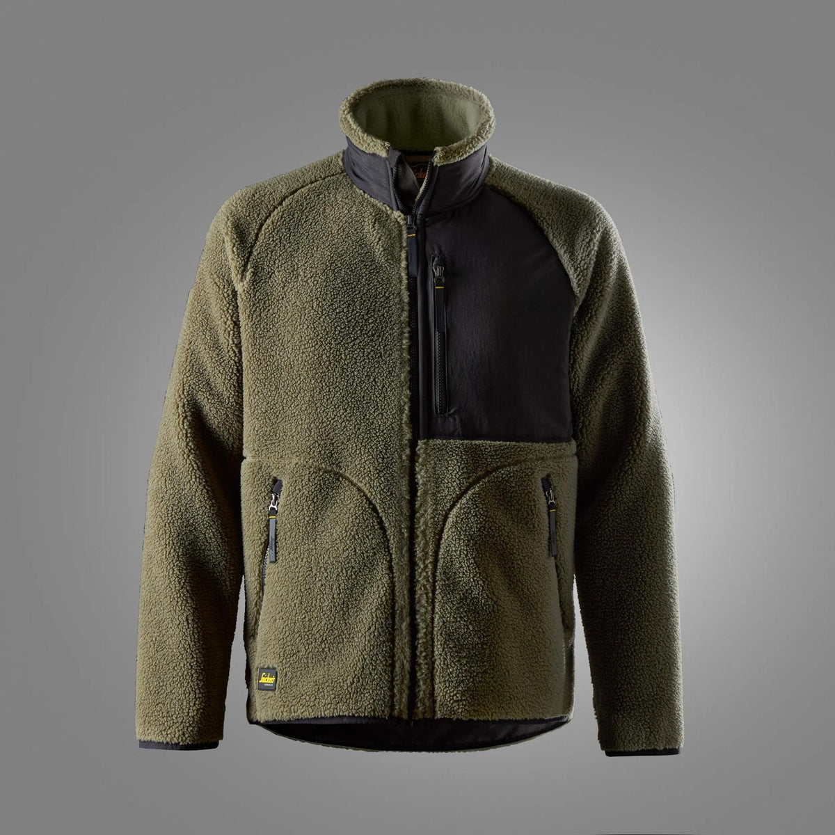 Snickers Workwear Pile Jacket in Khaki Green/Black