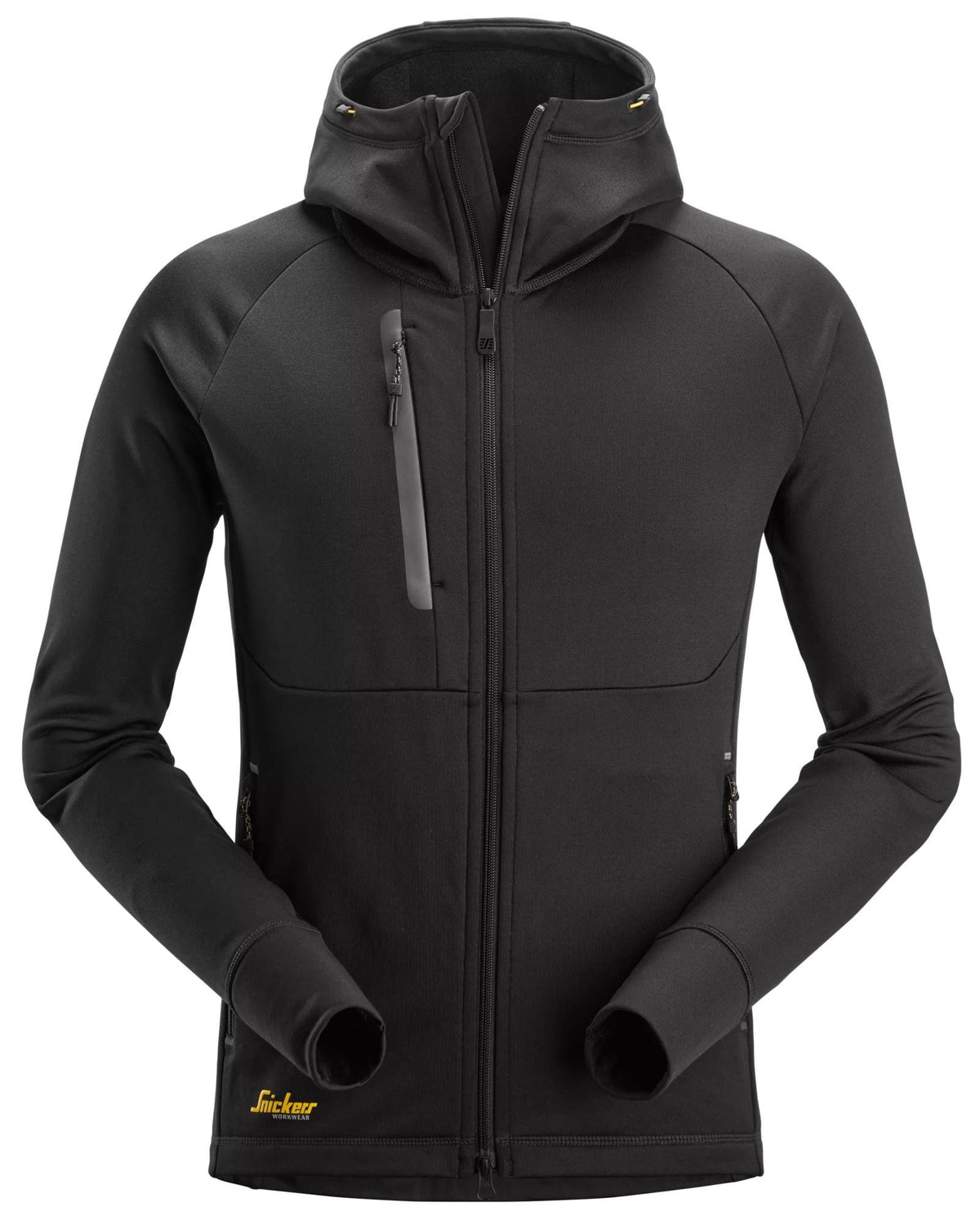 Snickers Workwear FlexiWork, Polartec® Powerstretch Full-Zip Hoodie in Black