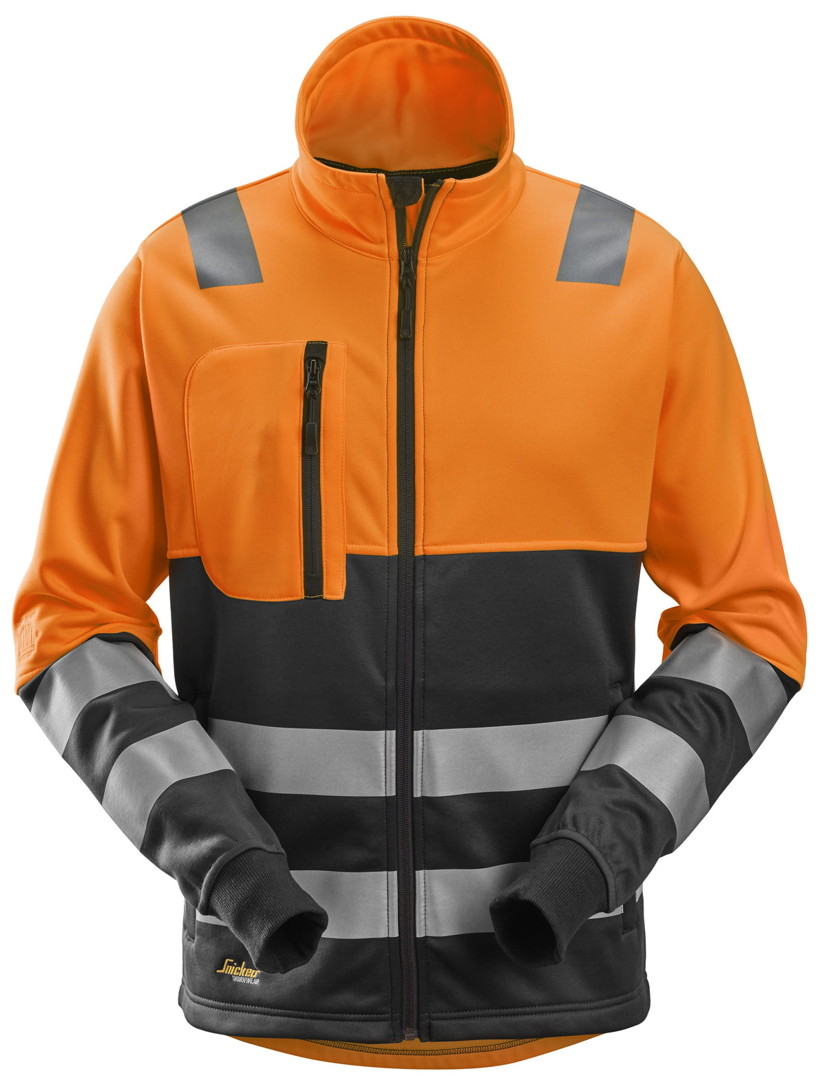 Snickers Workwear High-Vis Class 2, FZ Jacket in Hi-Vis Orange/Black