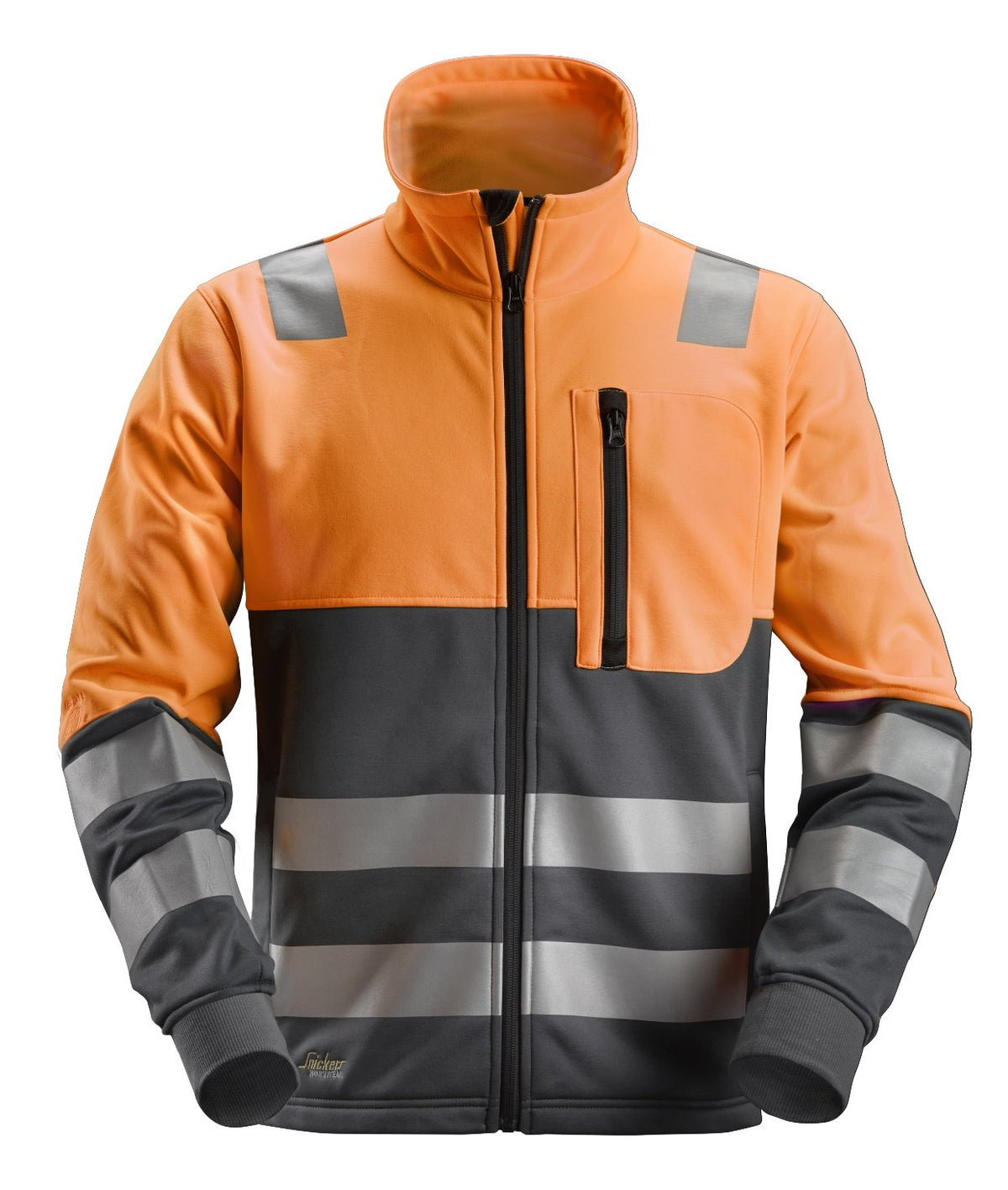 Snickers Workwear High-Vis Class 2, FZ Jacket in Hi-Vis Orange/Steel Grey