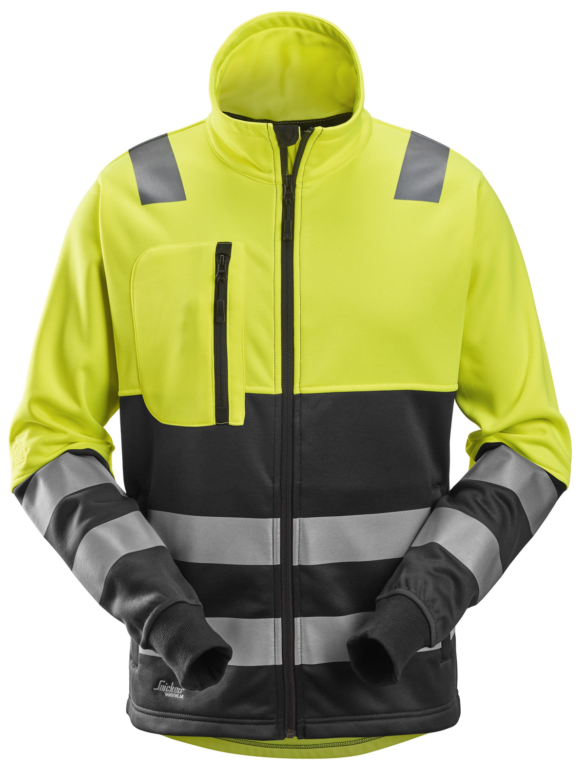 Snickers Workwear High-Vis Class 2, FZ Jacket in Hi-Vis Yellow/Black