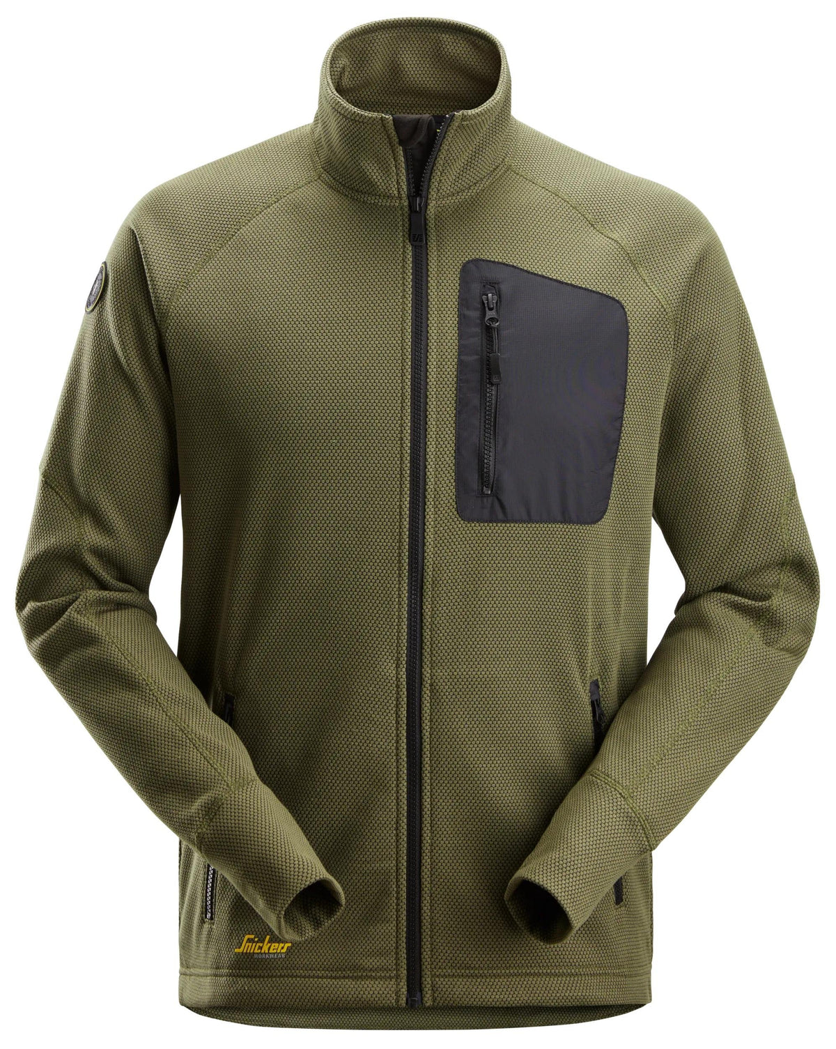 Snickers Workwear FlexiWork, Fleece Jacket in Khaki Green/Black