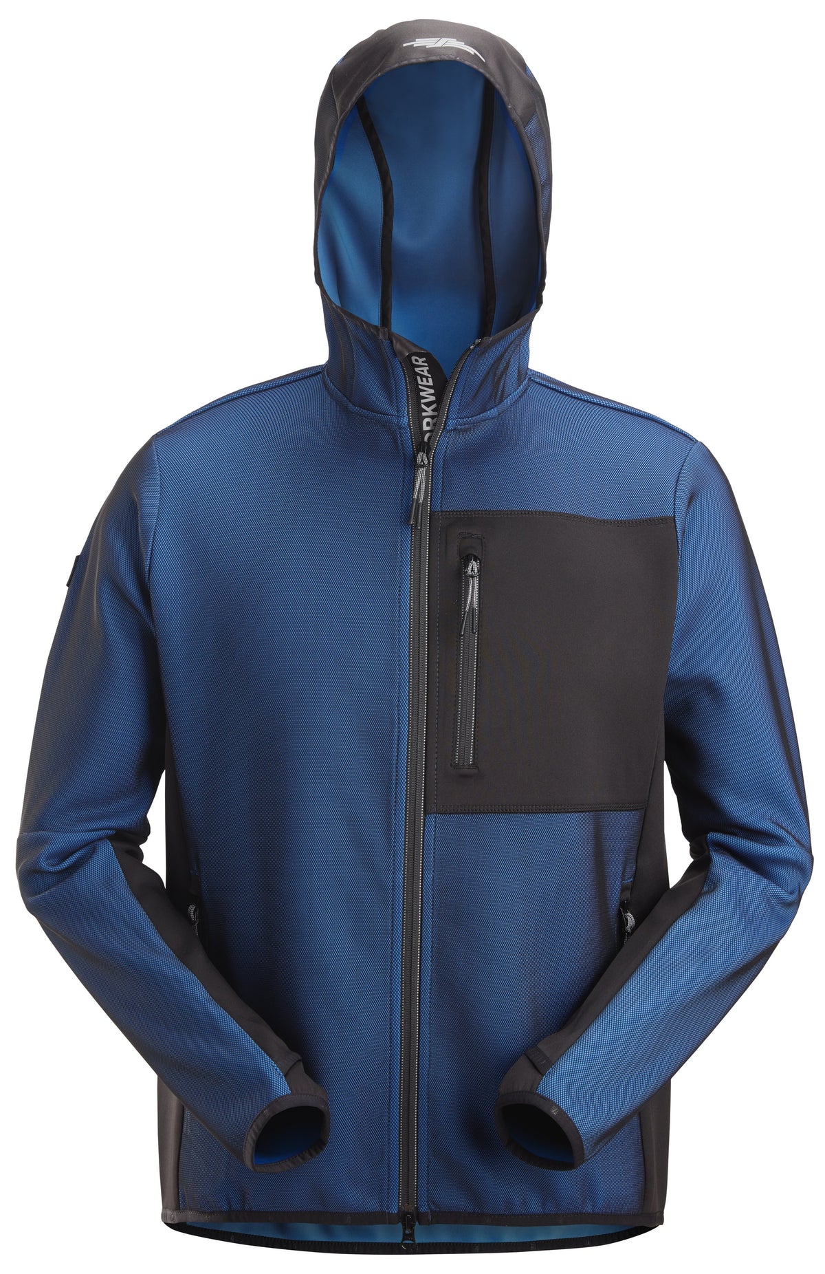Snickers Workwear FlexiWork, Full Zip Midlayer Hoodie in True Blue/Black