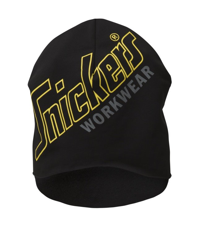 Snickers Workwear FlexiWork, Stretch Fleece Beanie Printed in Black